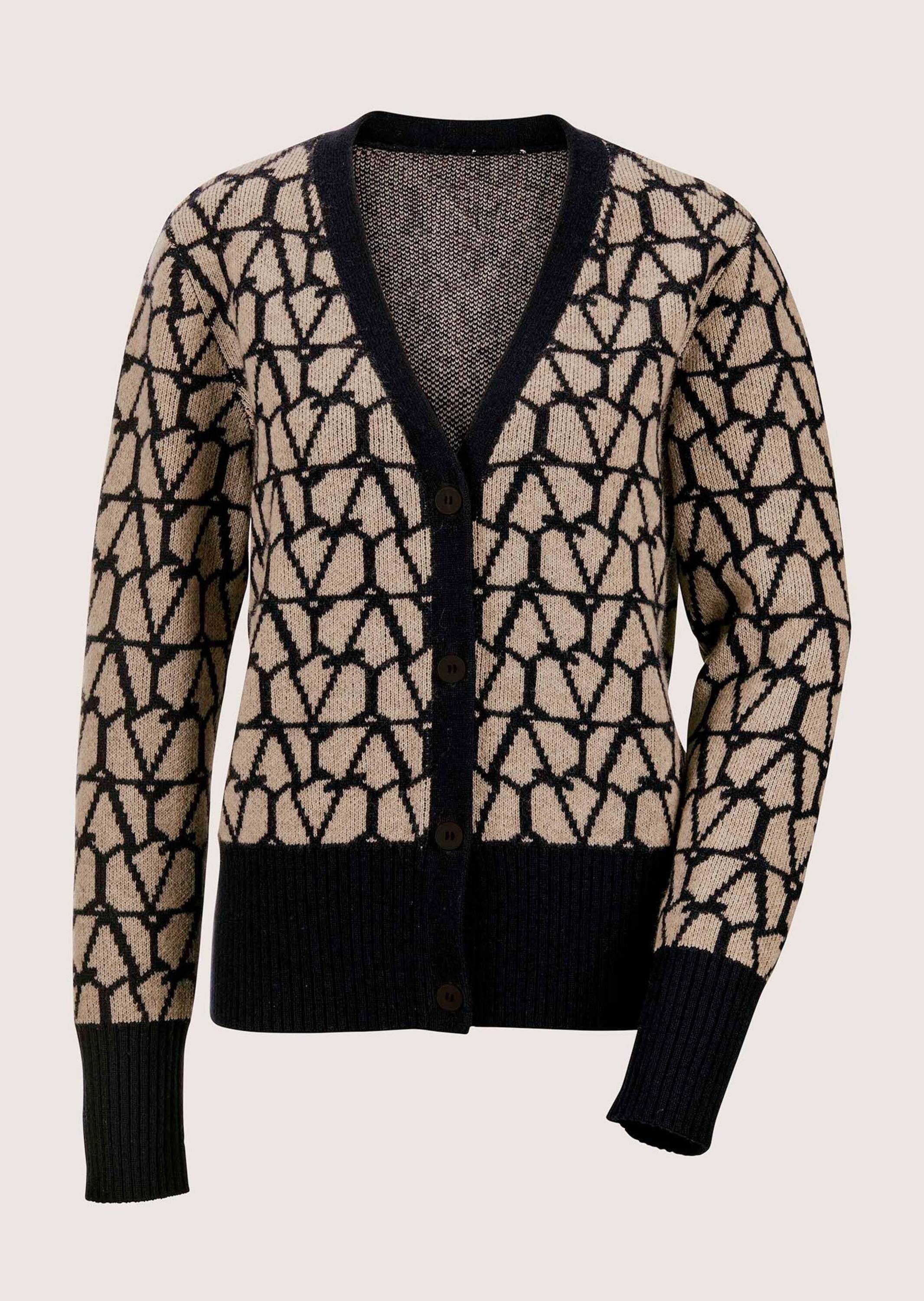 MADELEINE Strickjacke Langarm Jacquard-Cardigan mit Kaschmir Verkürzte Strickjacke mit V-Ausschnitt, Knopfleiste – Bild 5 von 5