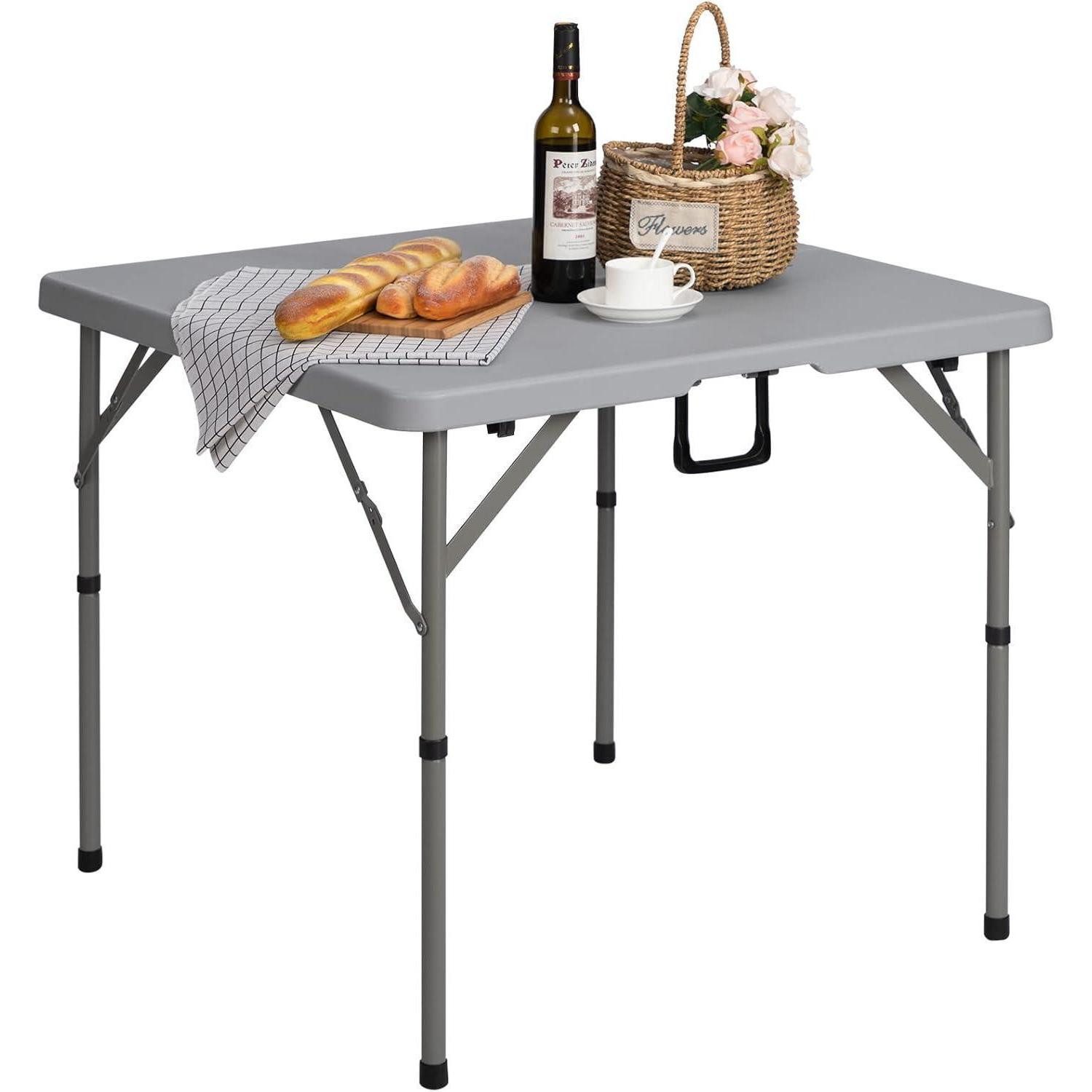 Klapptisch Klapptisch 87cm Quadratisch Campingtisch Klappbar Gartentisch Grau