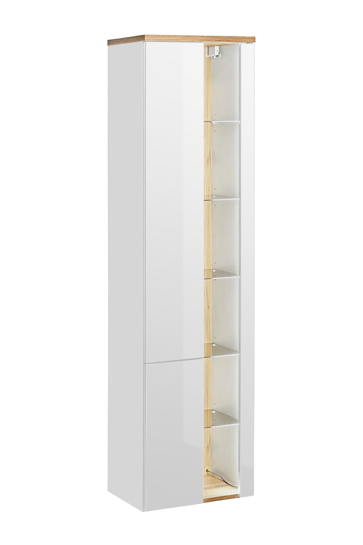 JVmoebel Hängeschrank Hochschrank mit Spiegel und Ablage in Weiß aus Holz (1-St) Made in Europa