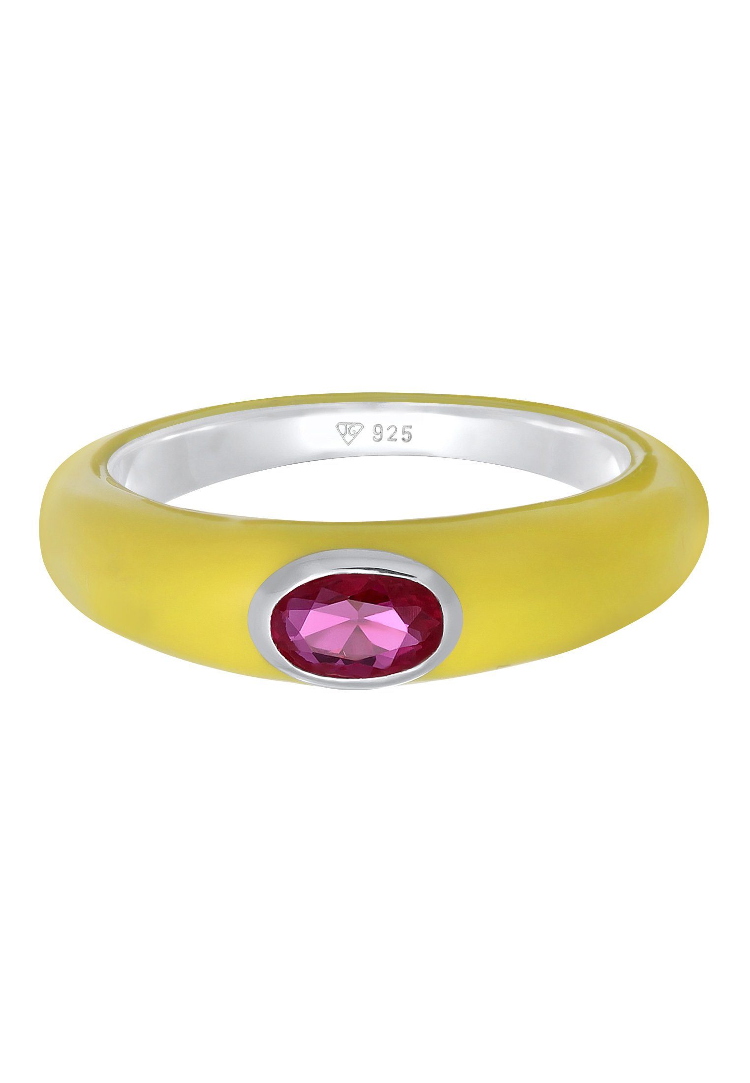 Elli Fingerring Zirkonia Oval Solitär Emaille günstig online kaufen