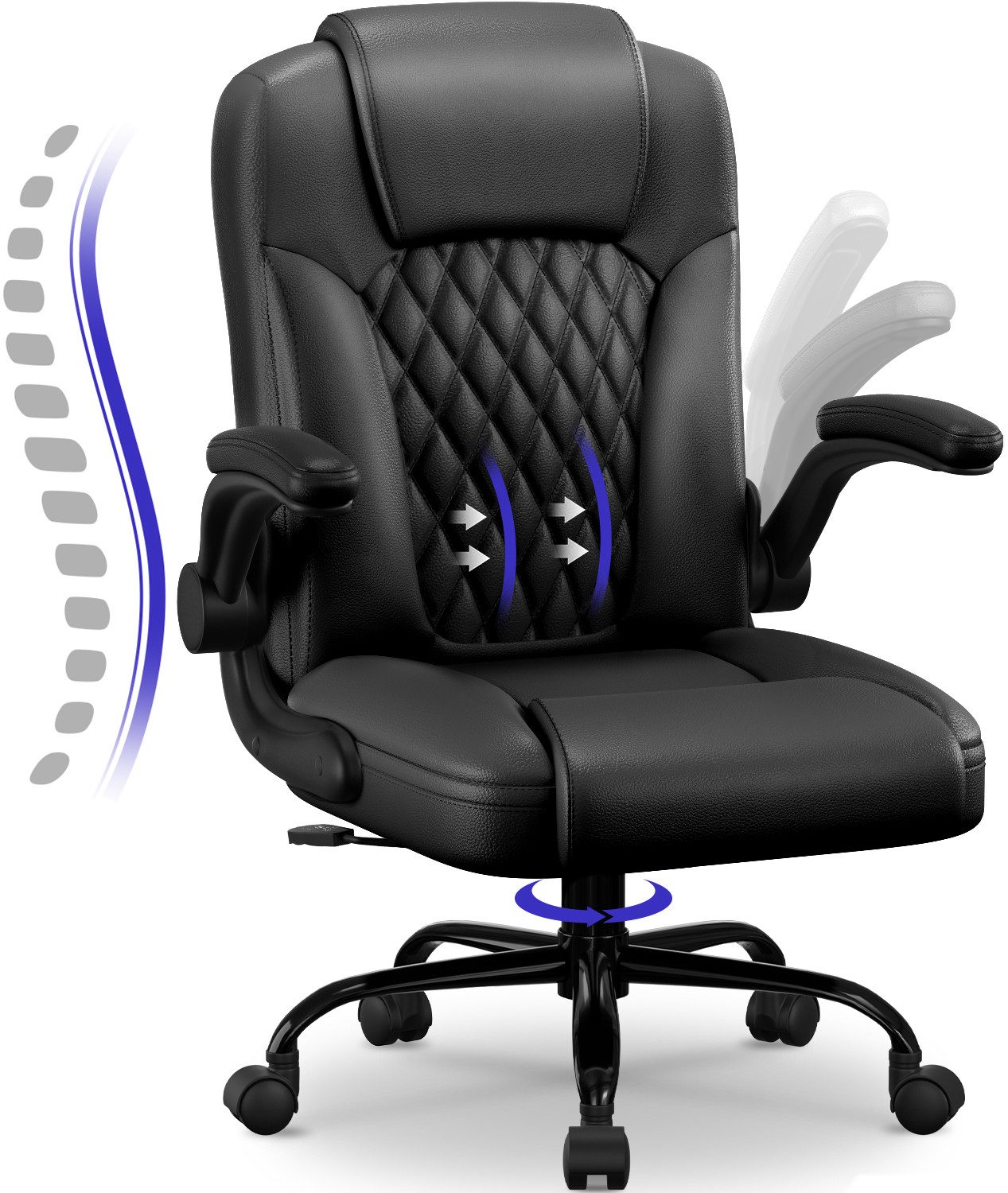 Fukstern Bürostuhl Ergonomischer Bürostuhl mit 90° klappbaren Armlehnen (At günstig online kaufen