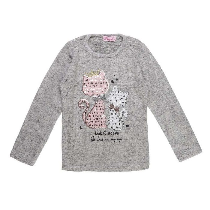 SEAGULL Sweater Queen Katze Mädchen Pulli Gr. 122 bis 176 Pink Rosa Grau
