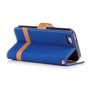 König Design Handyhülle Apple iPhone 5 / 5s / SE, Apple iPhone 5 / 5s / SE Handyhülle Bookcover Blau