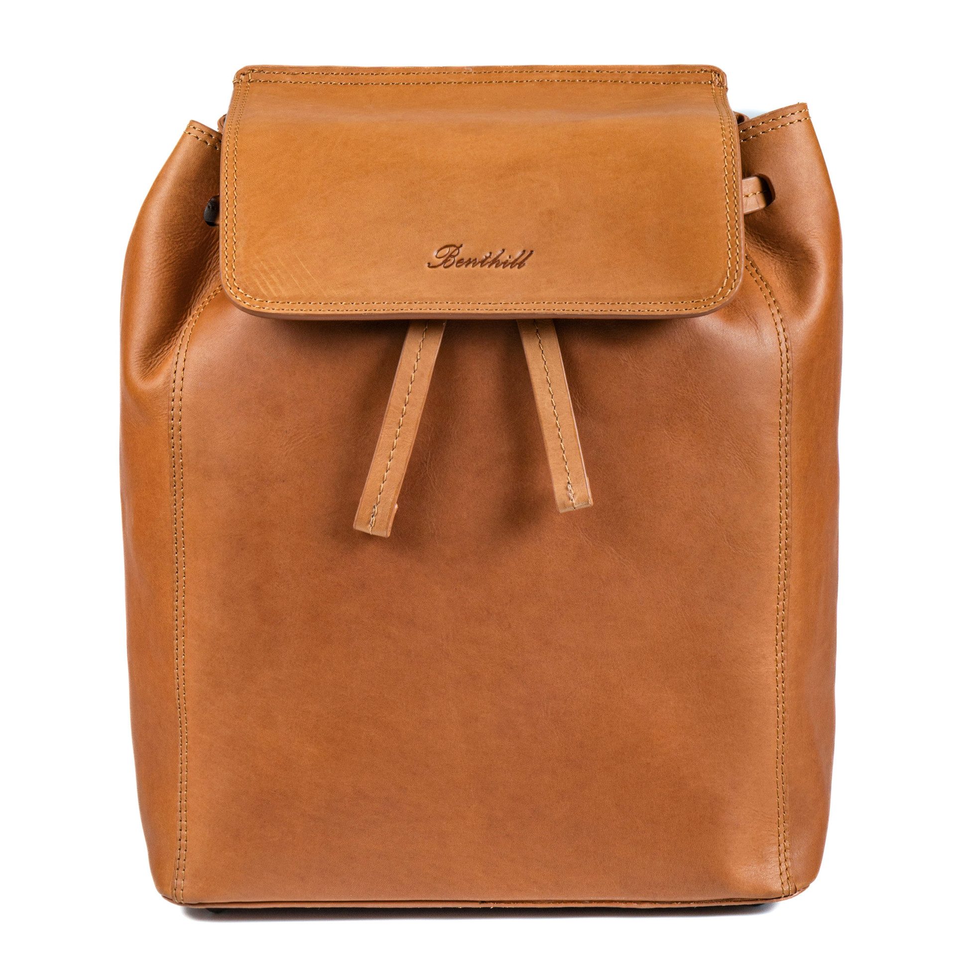 Benthill Rucksack Echt Leder Damen Herren Mittelgross Lederrucksack Backpack, Reißverschlussfach