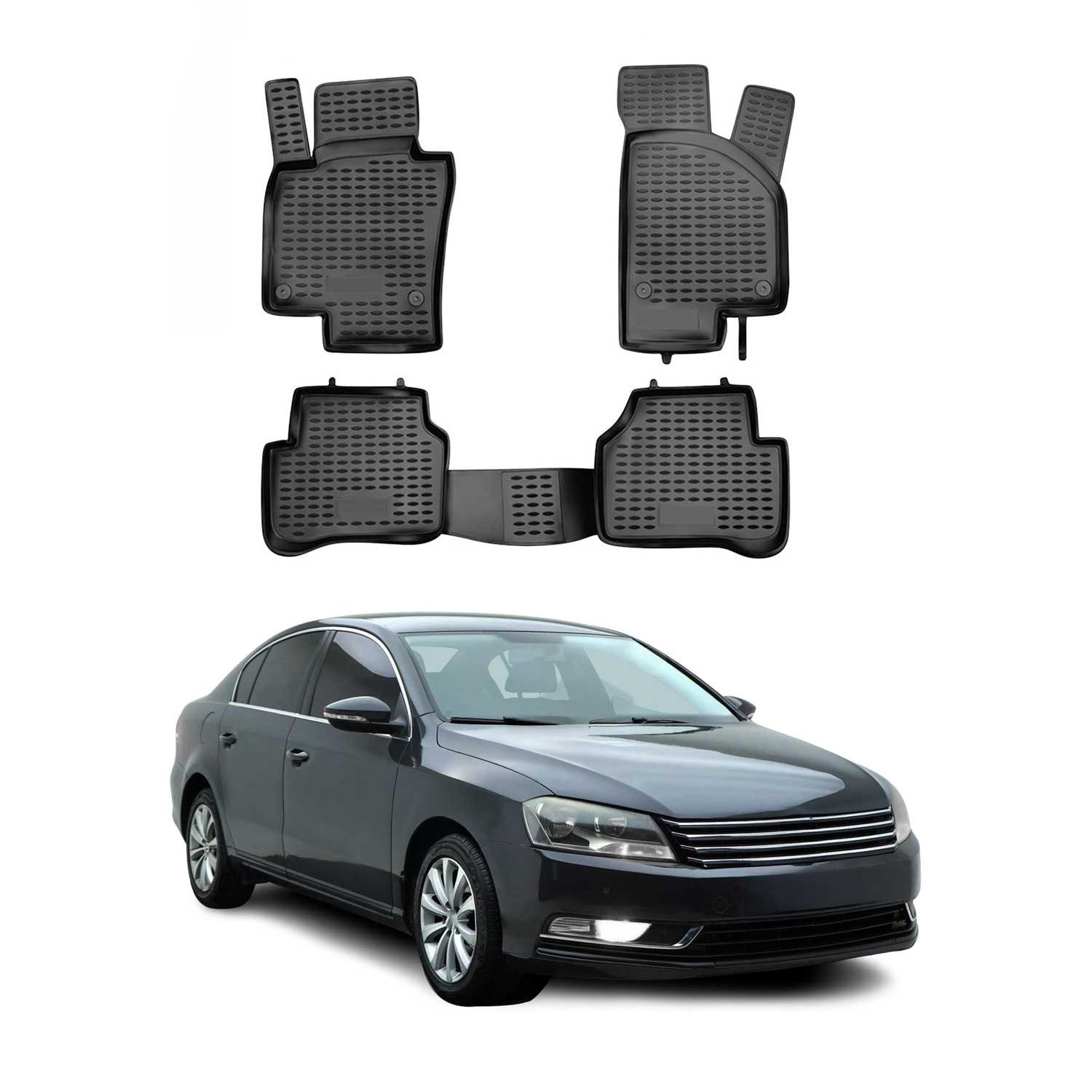 OMAC Auto-Fußmatten für VW Passat B7 2011-2015 Schwarz 4 tlg TPE (4 St), für VW Passat B7 2011-2015 VW Passat B7 2011-2015, Antirutsch,Wasserfest,Einfache Installation
