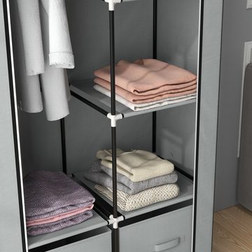 HOMCOM Stoffschrank Kleiderschrank mit 5 Fächern, Kleiderstange (Garderobe, 1-St., Faltschrank) mit Reißverschlusstüren
