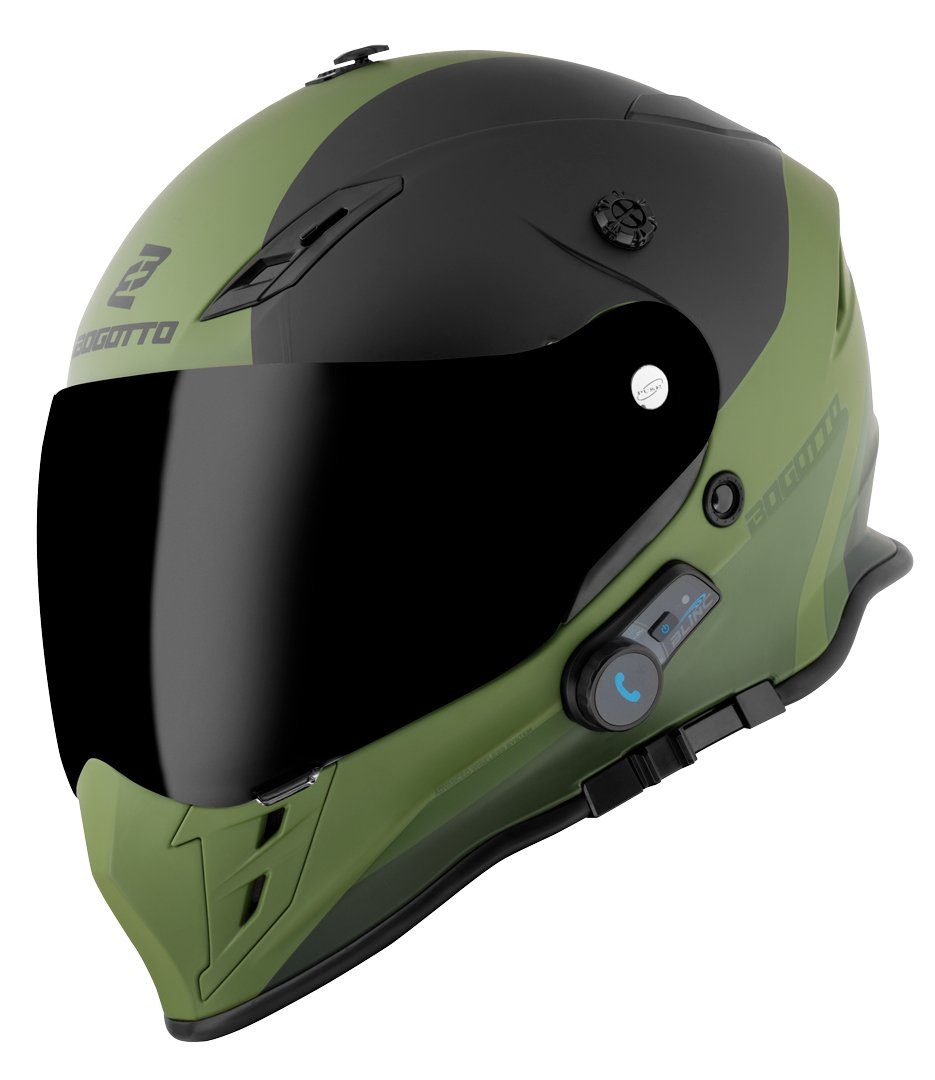 Bogotto Motocrosshelm H331 BT Tour EVO Bluetooth Enduro Helm, vorbereitet für Kommunikationssystem,integriertes Kommunikationss