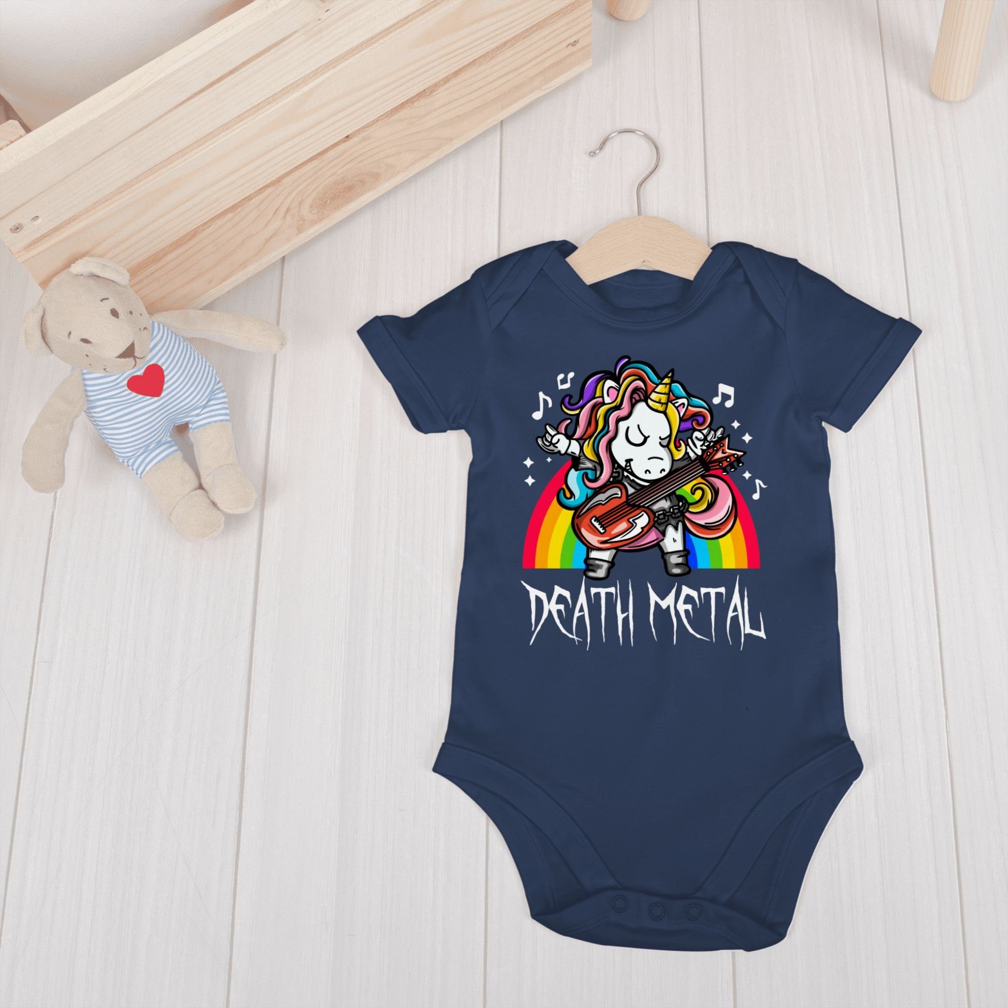Shirtracer Shirtbody Death Metal 3 Baby Blau Navy Einhorn Sprüche