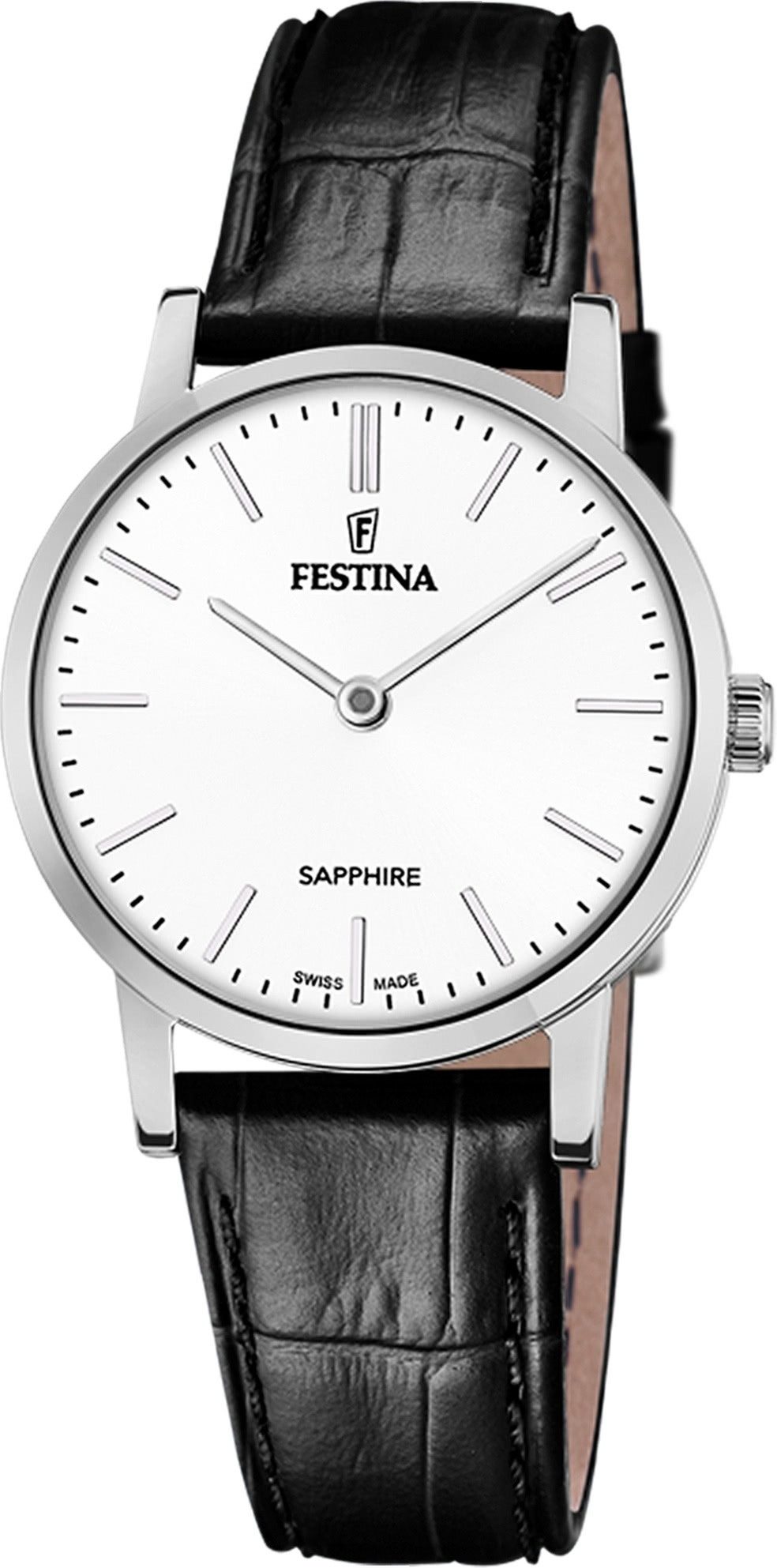 Quarzuhr Festina Damenuhr Leder schwarz Festina
