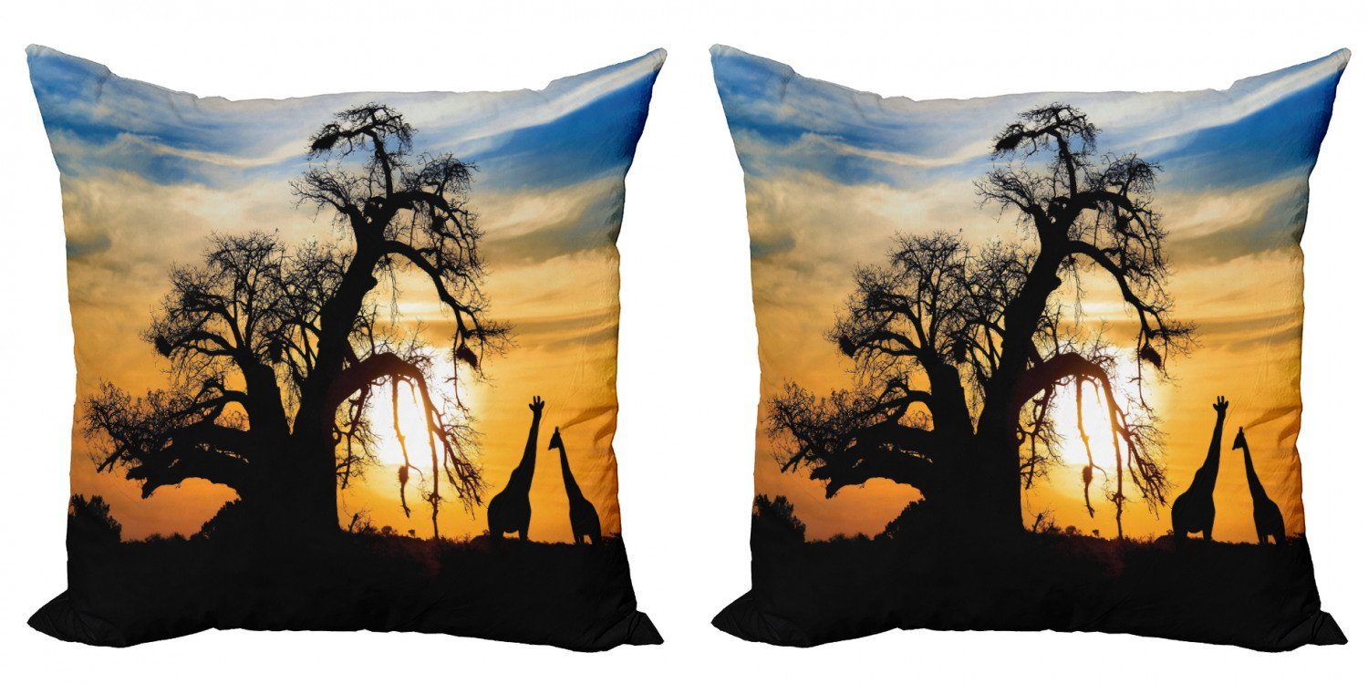 Tierwelt Digitaldruck, Baobab-Baum Kissenbezüge Abakuhaus Stück), Giraffen Modern Accent (2 Doppelseitiger