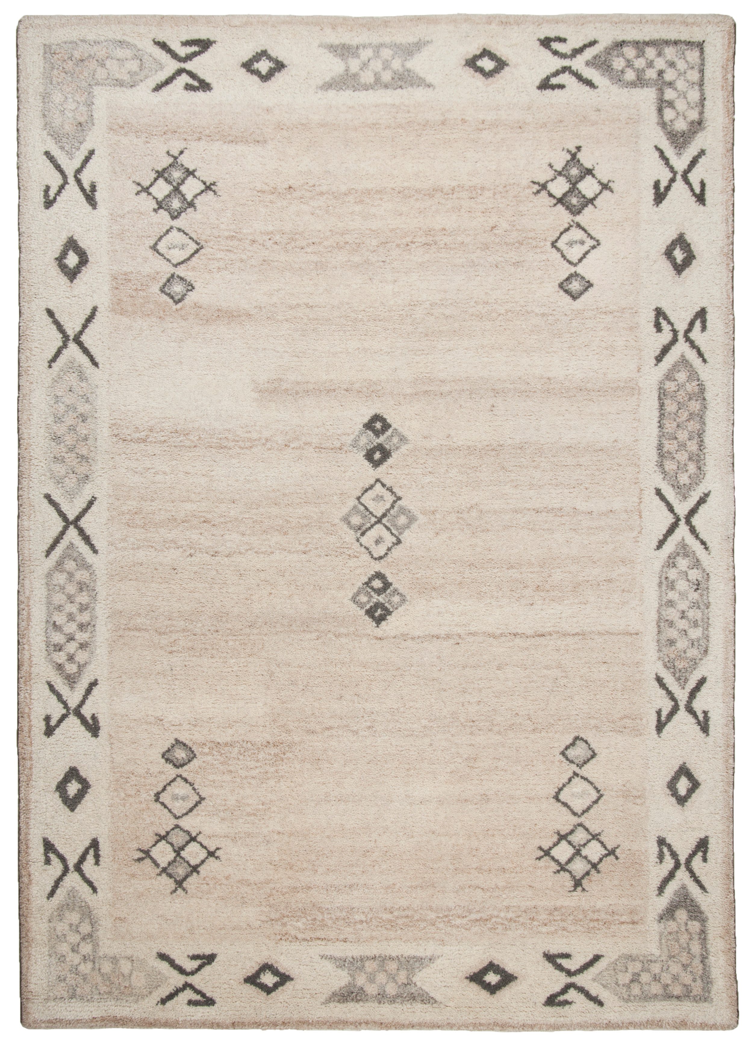 THEKO Wollteppich Royal Berber, rechteckig, Höhe: 18 mm, Berber Optik, gemustert, reine Wolle, mit Bordüre Wohnzimmer