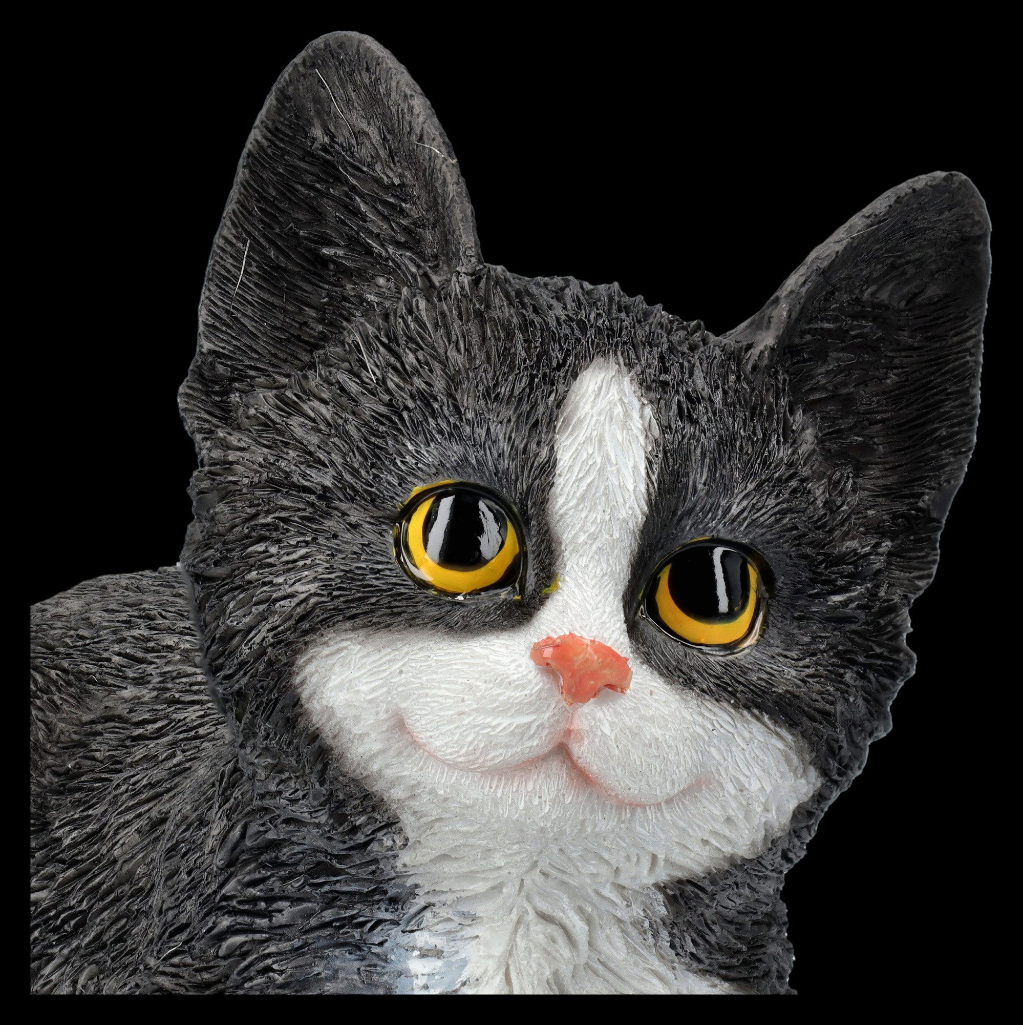 Figuren Shop GmbH Tierfigur Katzenfigur – Süßes Kätzchen Deko Statue handbemalt Polyresin 14 cm