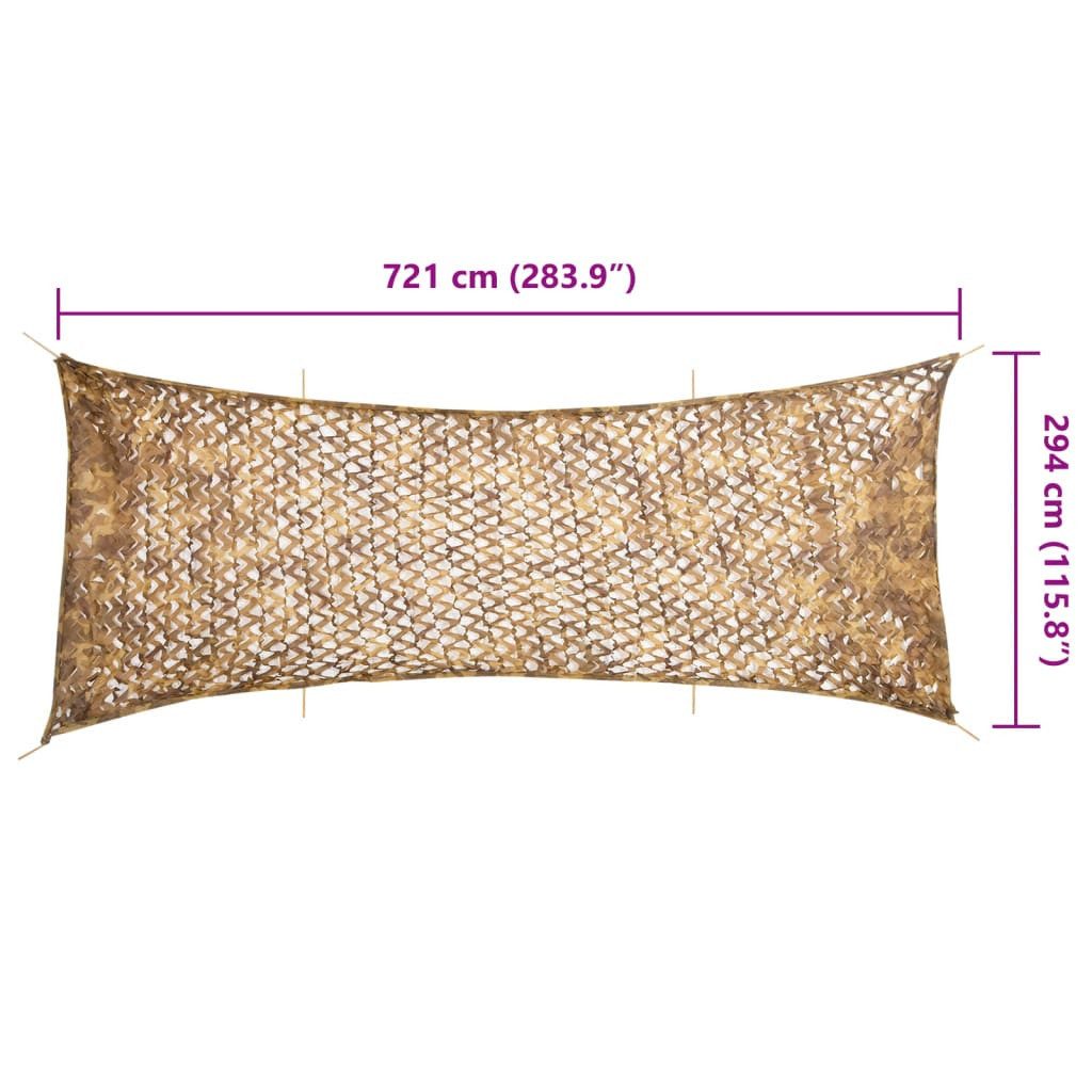 vidaXL Sonnensegel 721 x 294 cm Tarnnetz mit Aufbewahrungstasche 721x294 cm Sandfarbe