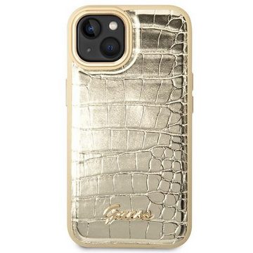 Guess Handyhülle Guess Apple iPhone 14 Hardcase Schutzhülle Croco Collection Gold