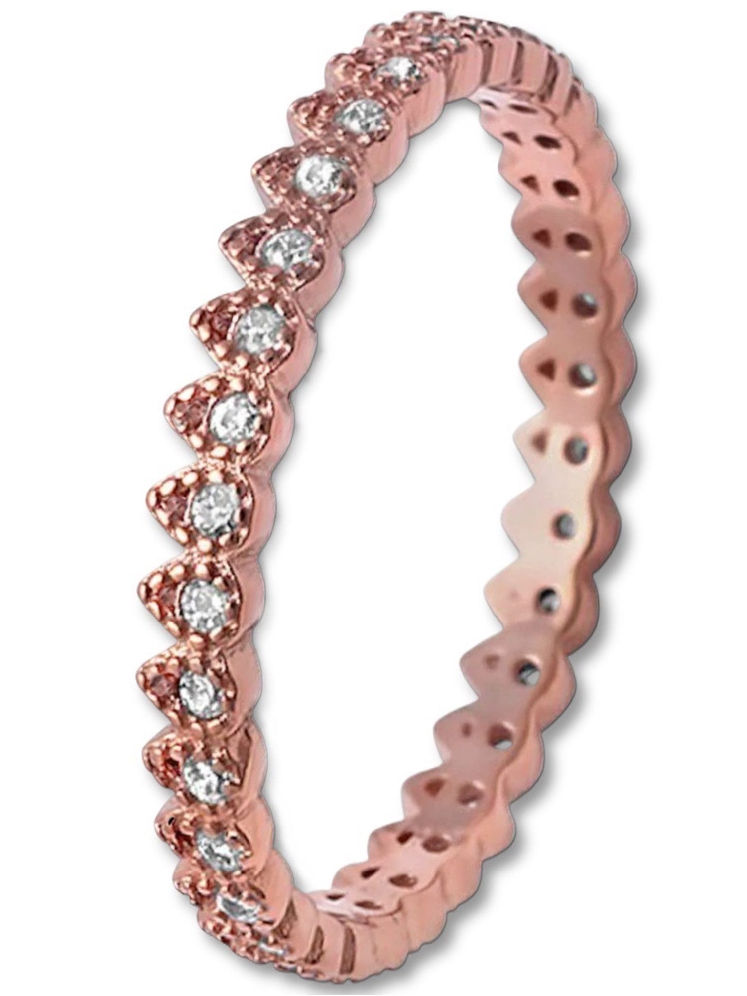 Goldene Hufeisen Memoirering Goldring Fingerring für Damen Rosegold, 925 Sterling-Silber, Hypoallergen, mit Zirkonia