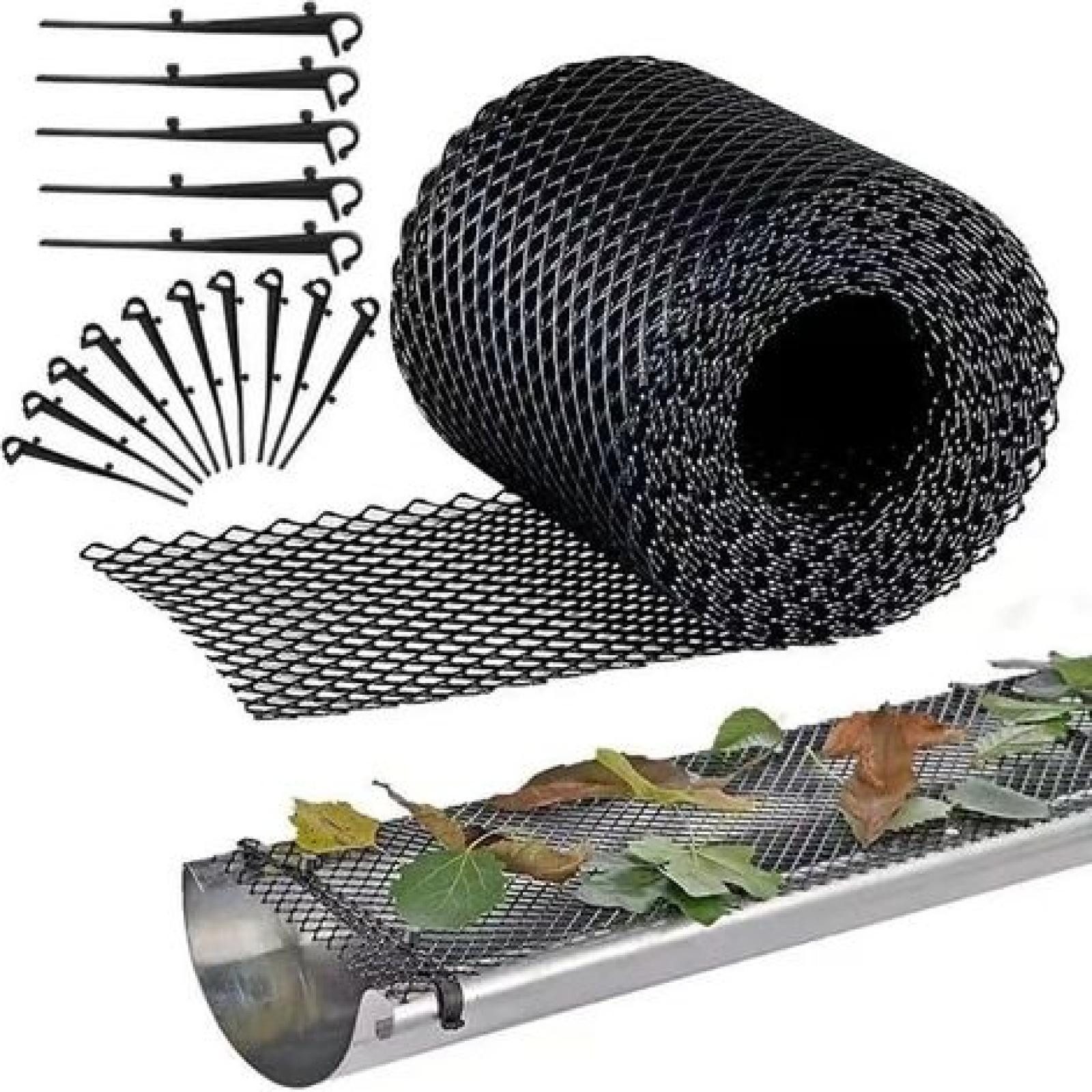 FELIXLEO Dachrinnenleuchte Kunststoff-Dachrinnenabdeckung, 18 cm x 8 m, robustes Drahtgeflecht