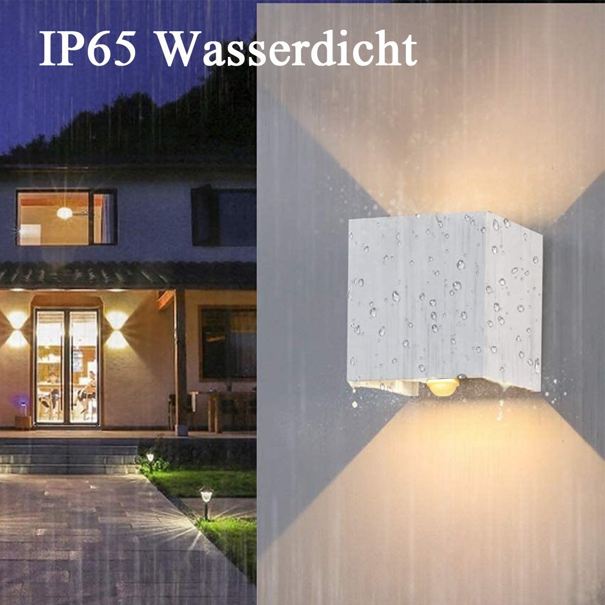 oyajia Wandleuchte 2 Stück 7W Metall LED Wandlampe, Auf und ab Einstellbarer Lichtstrahl, LED fest integriert, Warmweiß, LED Wandlampe mit Bewegungsmelder,für Wohnzimmer, Flur, Balkon, Hotel