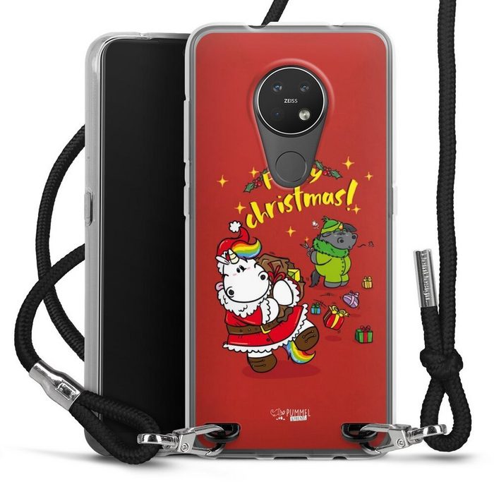 DeinDesign Handyhülle Pummeleinhorn Fluffy Christmas Red Nokia 7.2 Handykette Hülle mit Band Case zum Umhängen Cover mit Kette