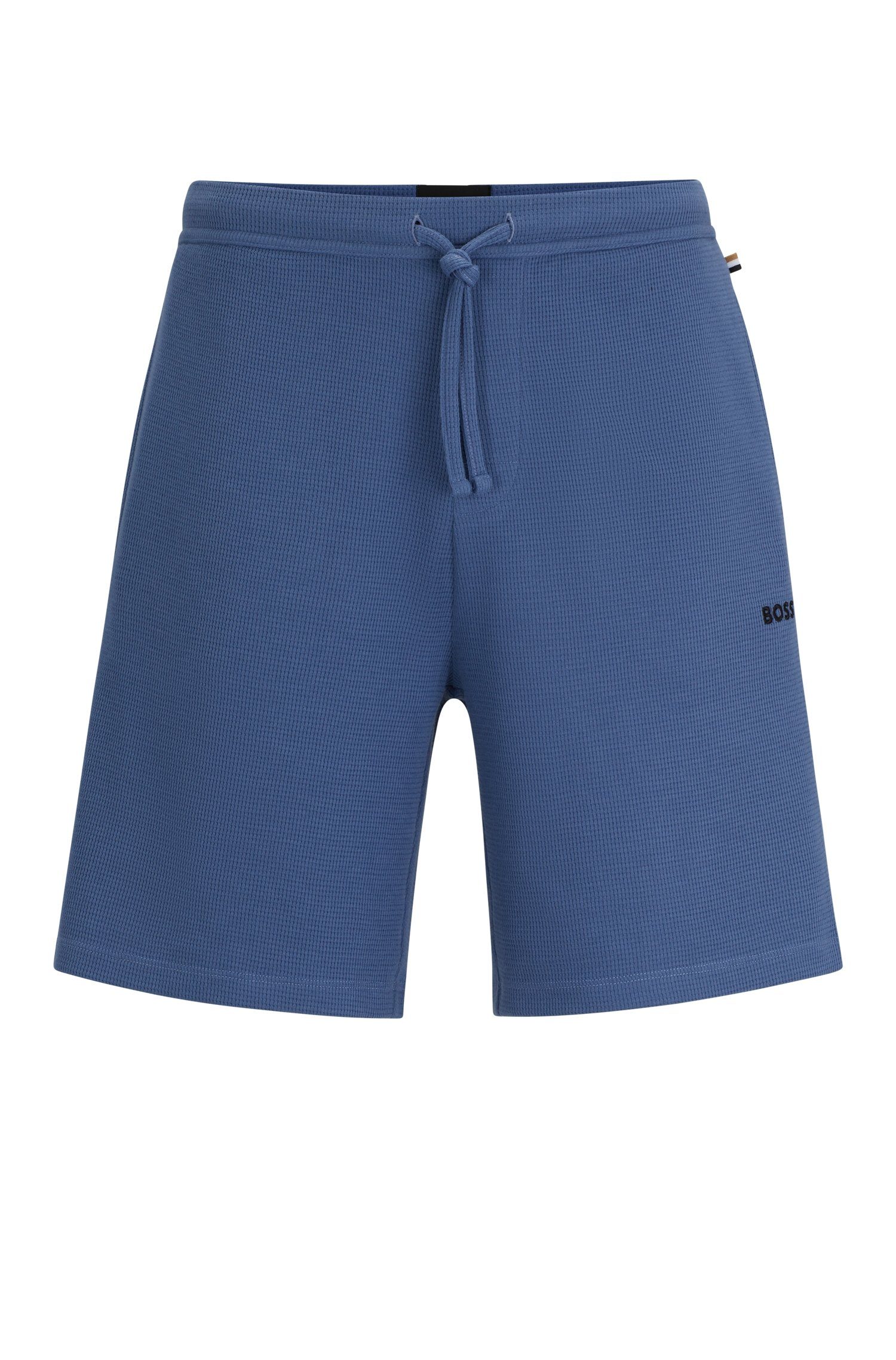 Waffelstruktur Waffle Shorts 479 Blue Open Shorts 01 BOSS dezenter mit 10242355