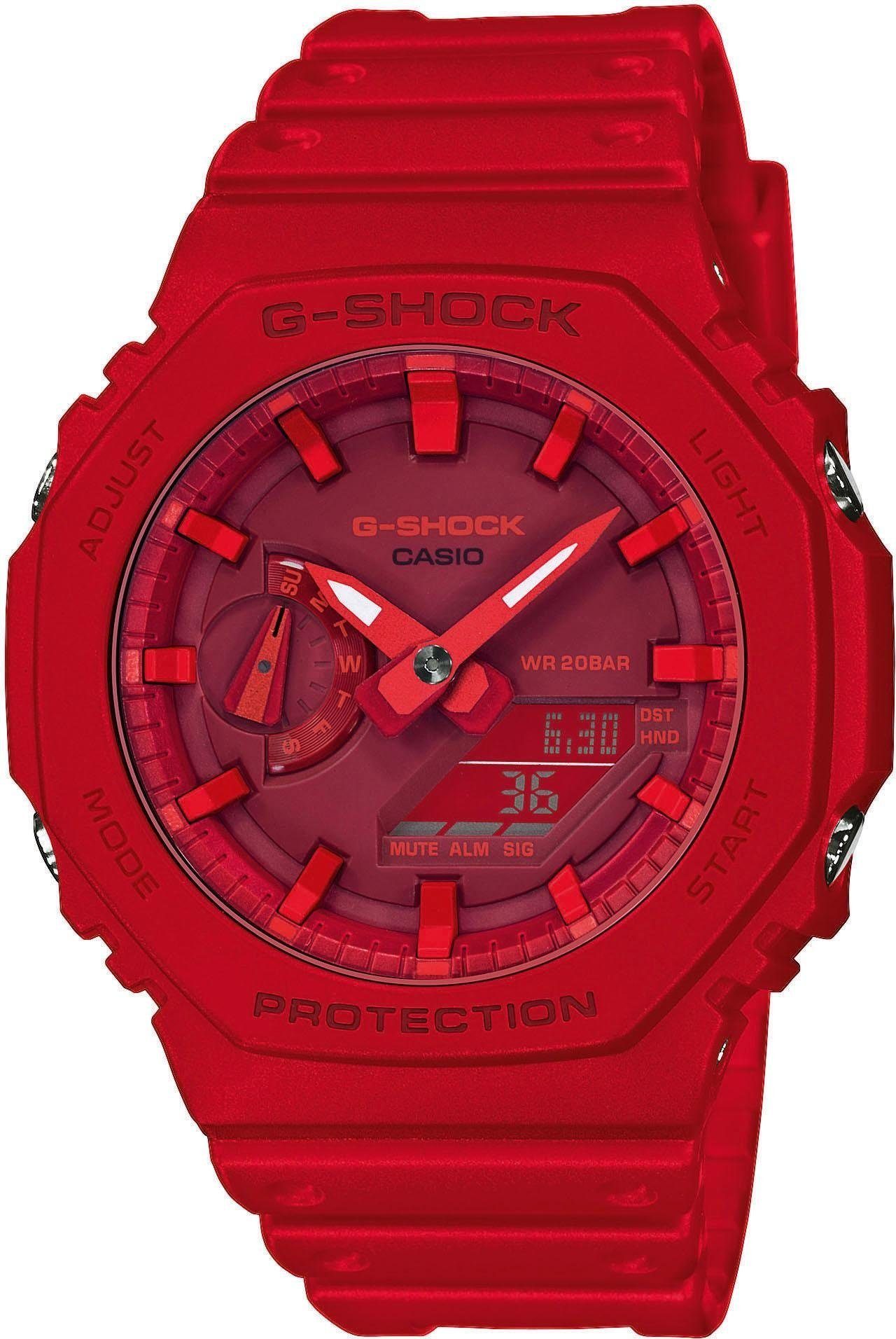 CASIO G-SHOCK Chronograph GA-2100-4AER, Quarzuhr, Armbanduhr, Damen, Herren, digital, bis 20 bar wasserdicht