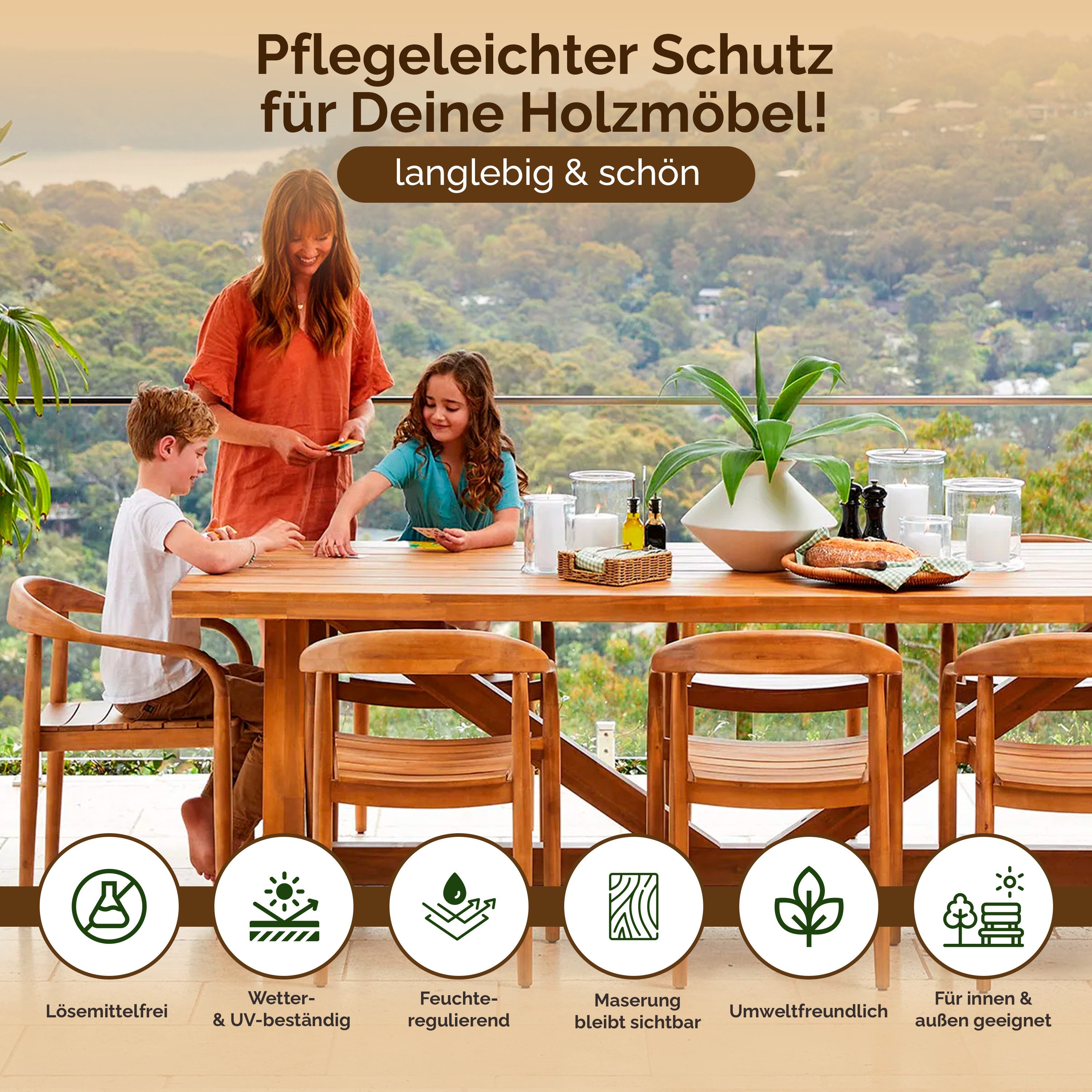 Veluxis Holzschutzlasur Veluxis® Premium Holzlasur, Innen & Außen - seidenglänzend, lösemittelfrei & UV-stabil, wetterfest