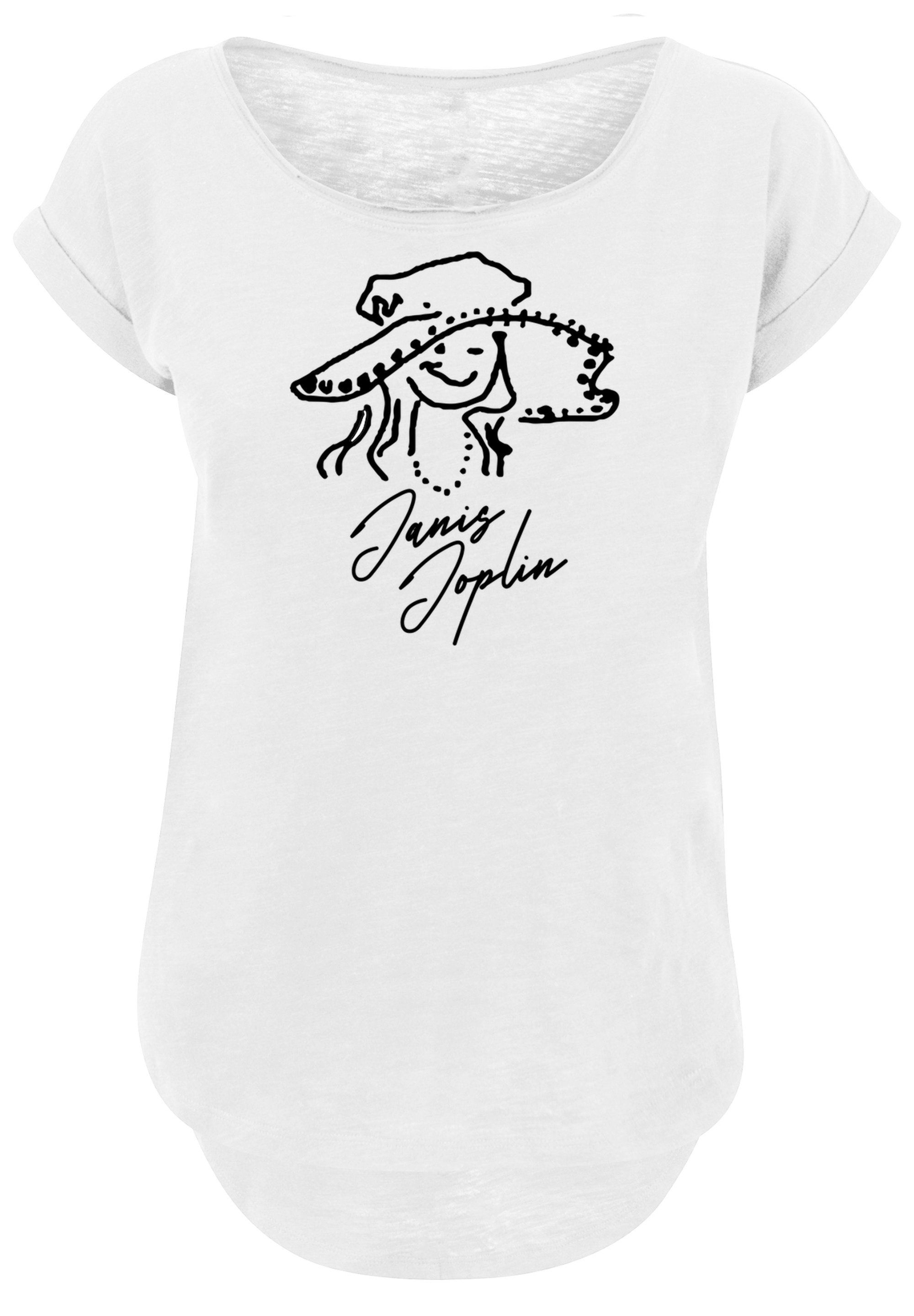 F4NT4STIC T-Shirt Janis Tragekomfort Sketch Sehr mit Damen,Premium Baumwollstoff hohem Merch,Lang,Longshirt,Bandshirt, Joplin weicher