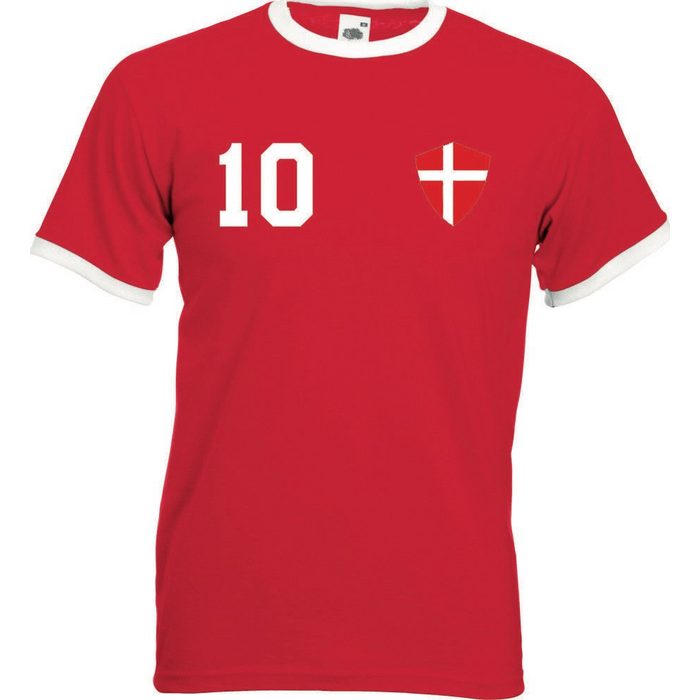 Youth Designz T-Shirt Dänemark Herren T-Shirt im Fußball Trikot Look mit trendigem Motiv