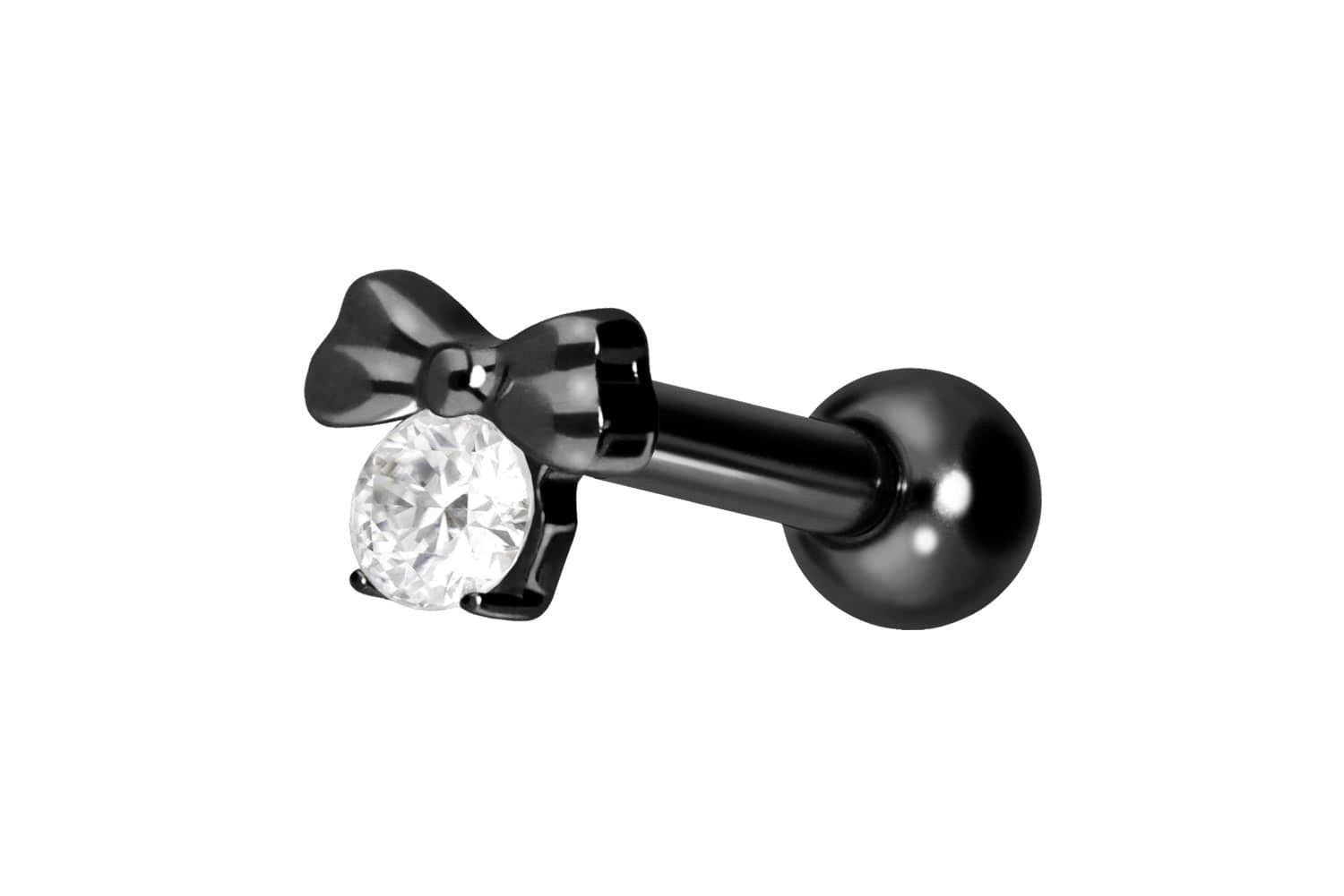 Piercing-Set Titan Ohrpiercing mit Innengewinde SCHLEIFE + KRISTALL