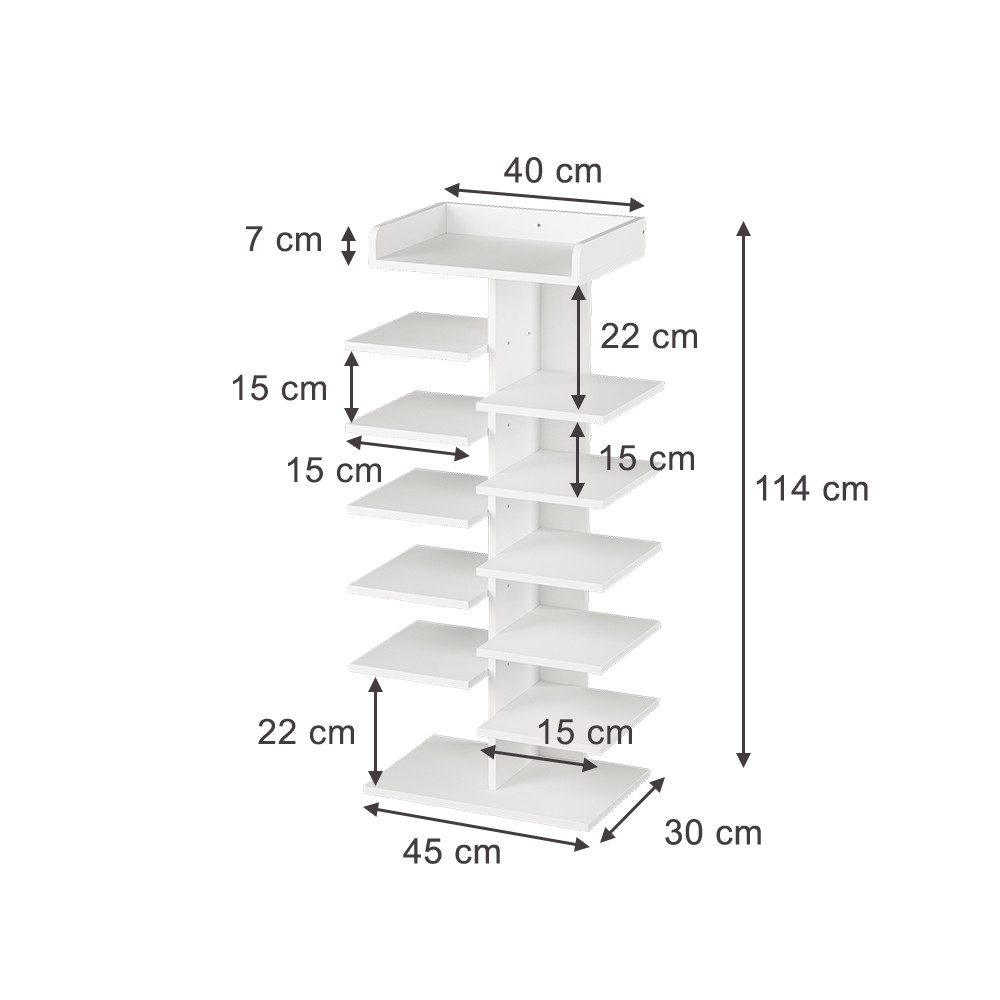 Vicco Schuhregal Stepy, Weiß, 45 x 114 cm mit 10 Fächern, 1-tlg.