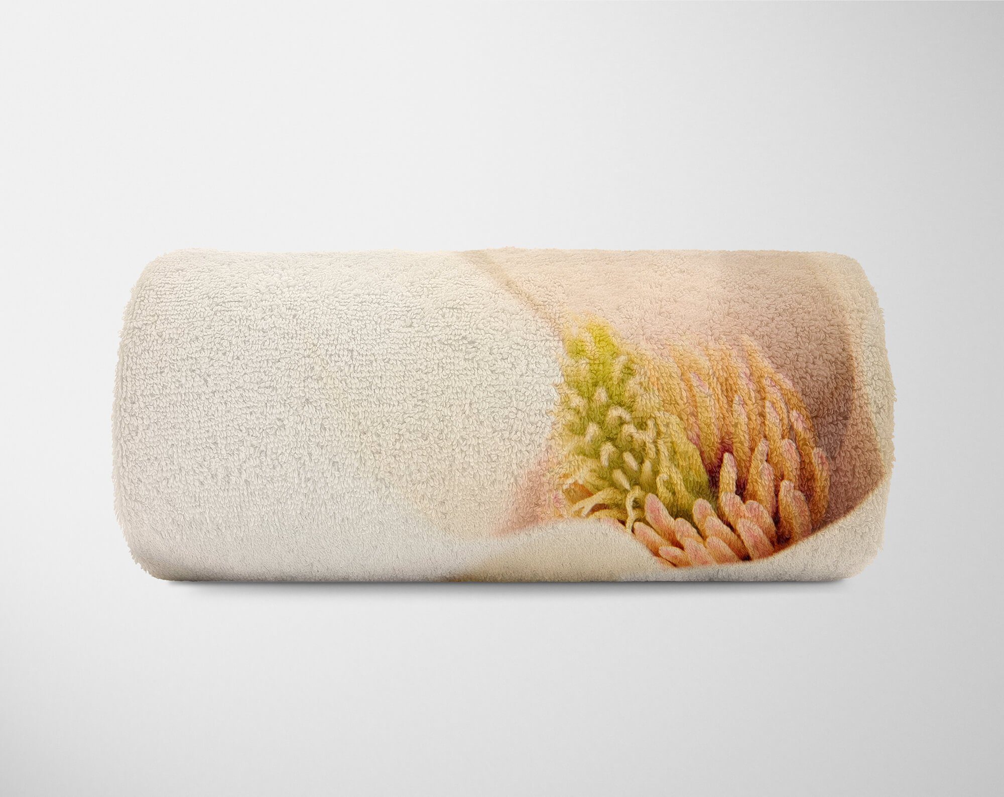 Magnolie mit Blume Baumwolle-Polyester-Mix Sinus Saunatuch Kuscheldecke Handtuch Fotomotiv Strandhandtuch (1-St), Handtuch Handtücher Art Wei,