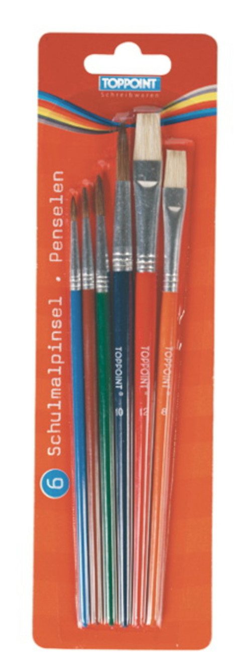 Pinsel 6 Pinsel Pinselset Schulpinsel farbig lackiert