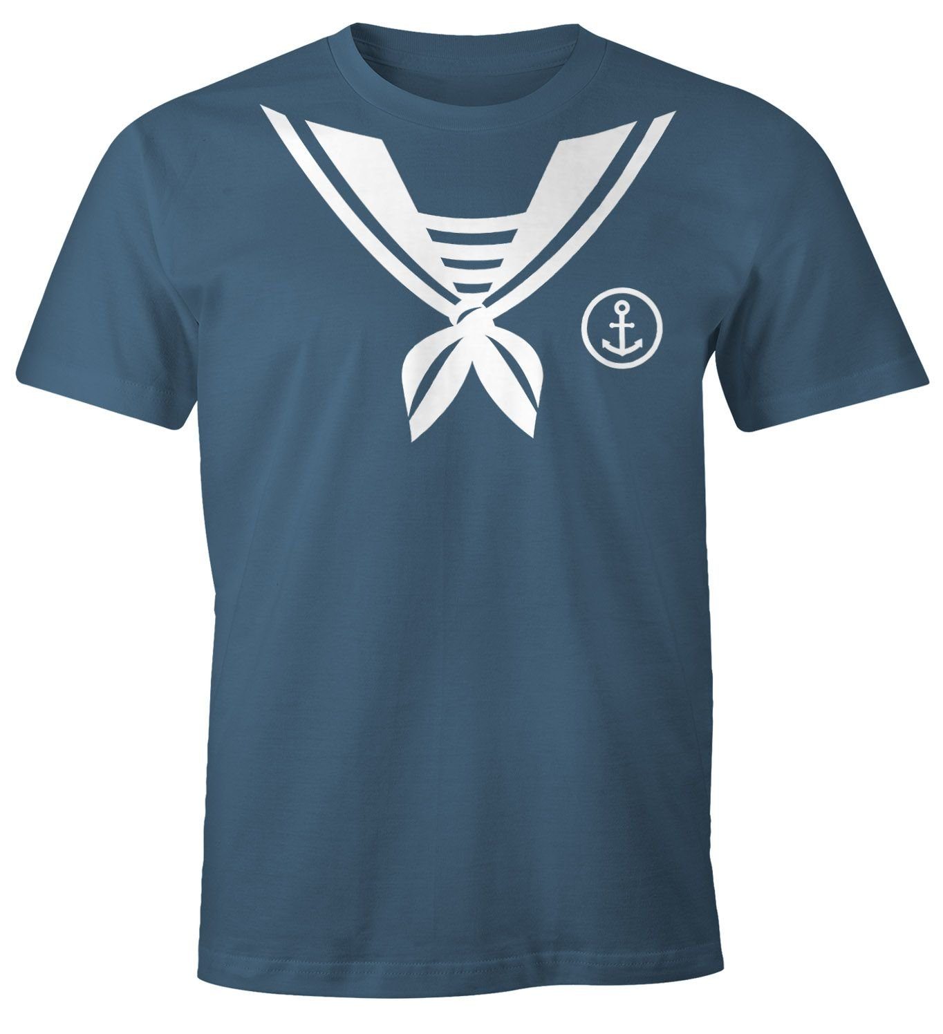 MoonWorks Print-Shirt Herren T-Shirt Matrose Sailor Fasching Fasching-Shirt Fun-Shirt Karneval Fastnacht Moonworks® mit Print blau