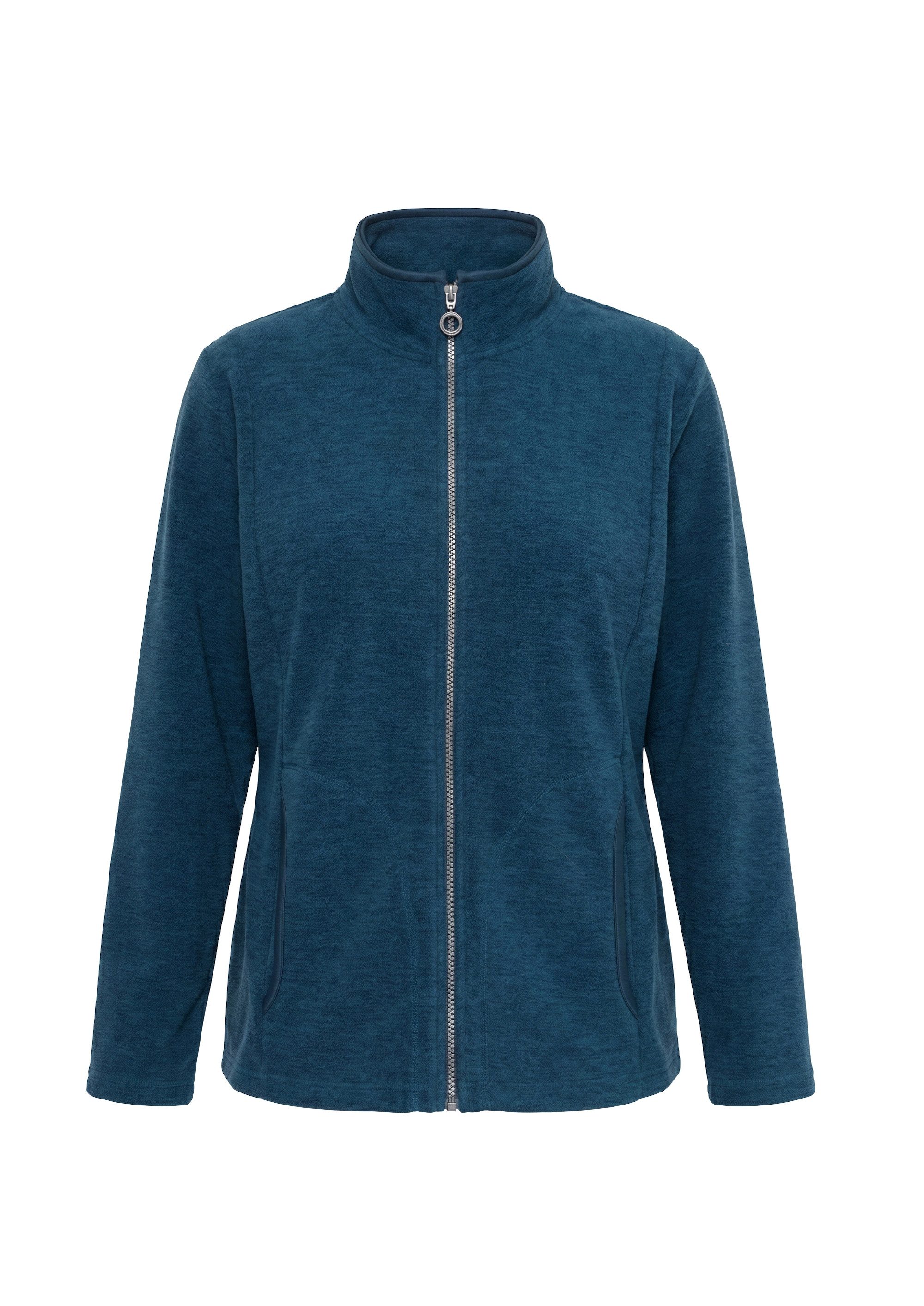 Ulla Popken Sweatjacke Fleecejacke meliert Stehkragen Langarm – Bild 2 von 4