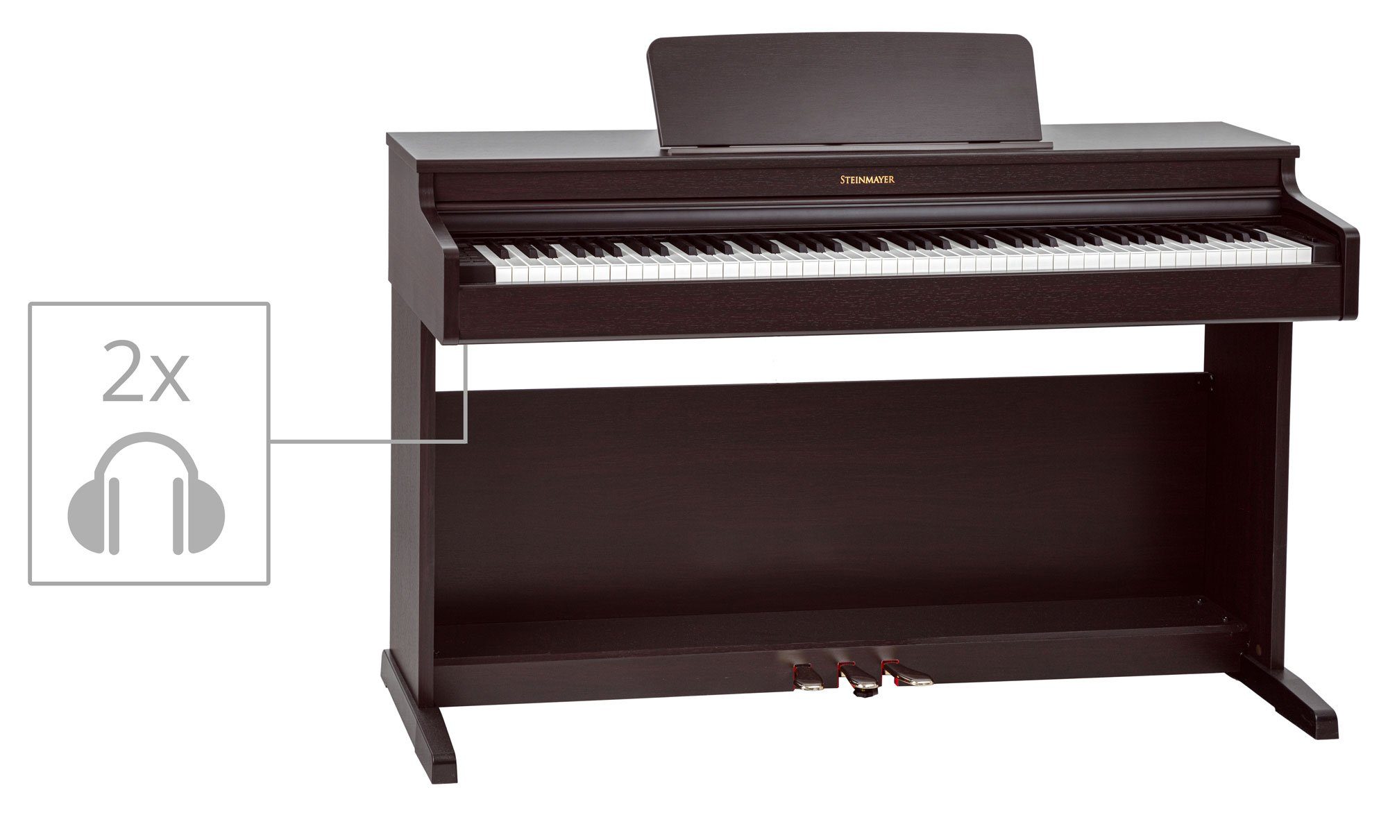 Steinmayer Digitalpiano DP-321 E-Piano - 88 Tasten mit Hammergewichtung und Ebony/Ivory Feel, Polyphonie: 256, Bluetooth: Audio, MIDI, Record