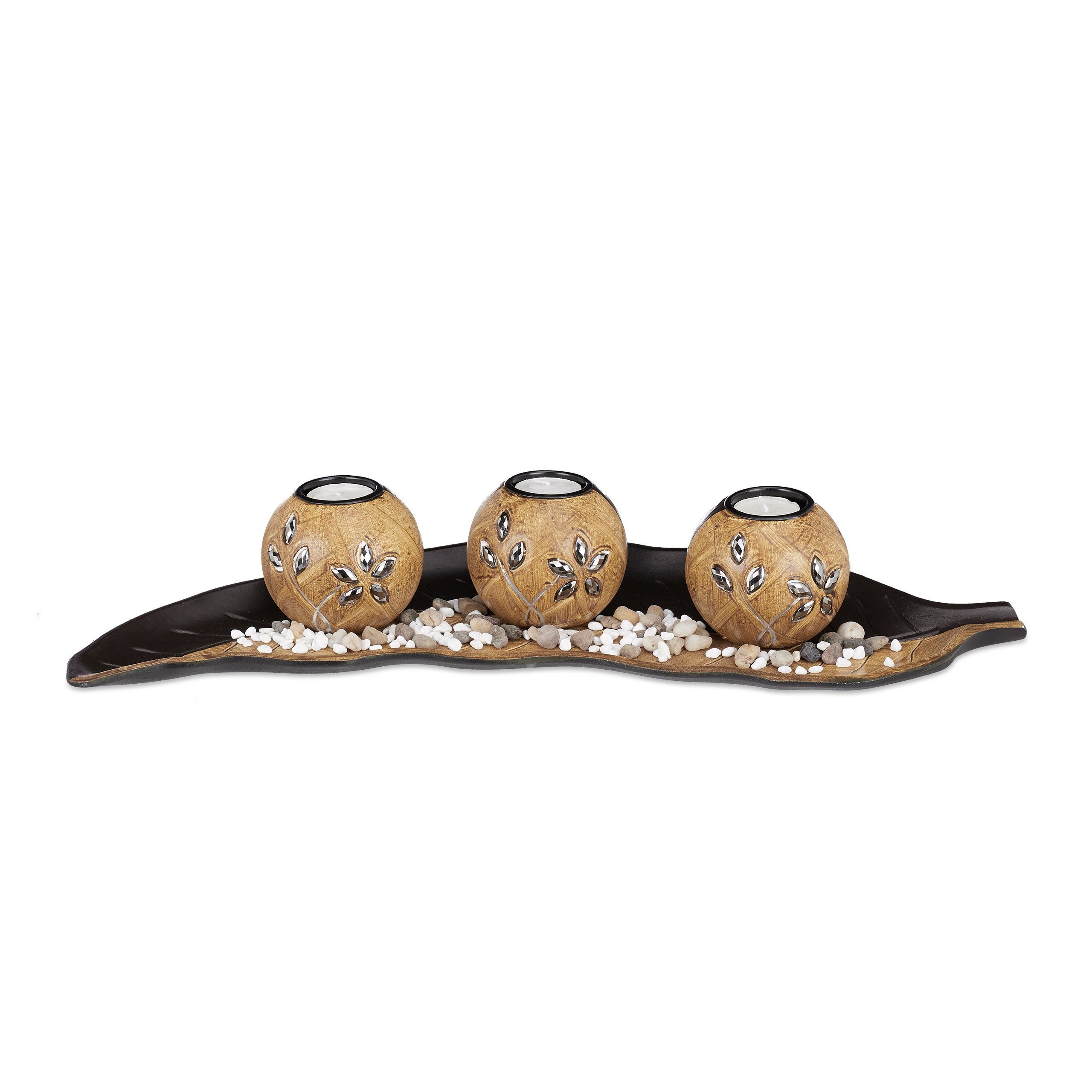 relaxdays Teelichthalter Set Blatt günstig online kaufen