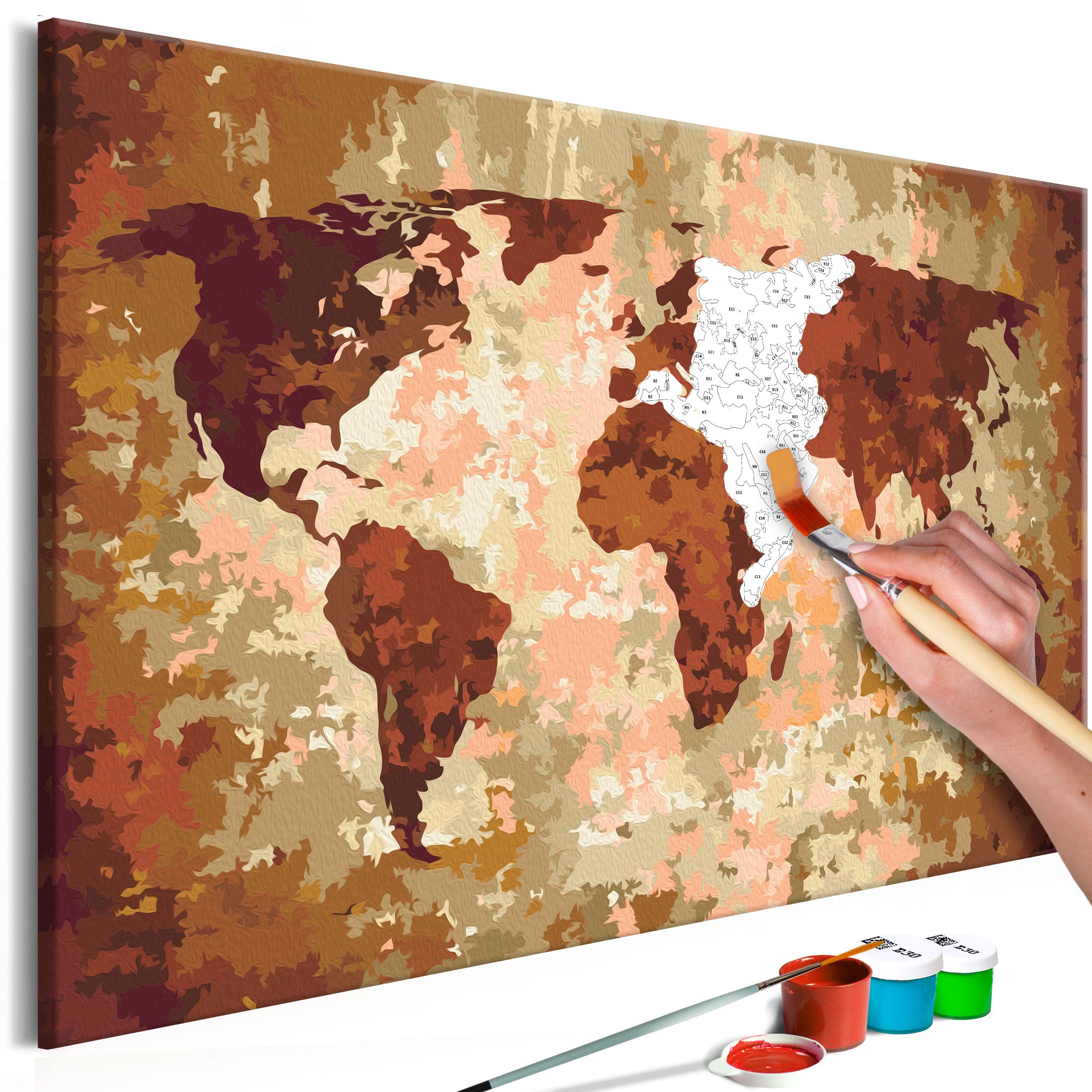 Artgeist Malen nach Zahlen Weltkarte (Erdfarben)