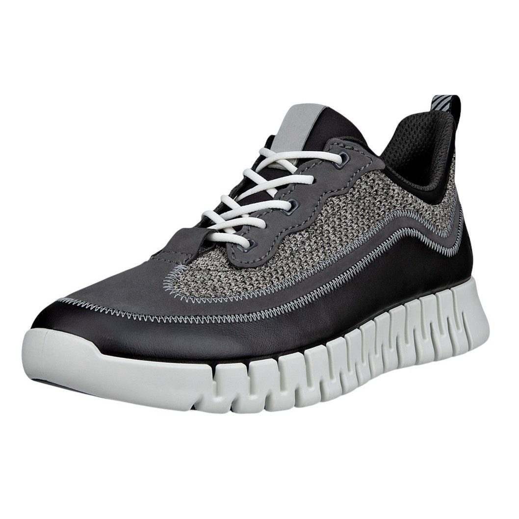 Ecco Gruuv Lea (Premium-Leder, Mesh-Gewebe) schwarz/grau Herren Sneaker günstig online kaufen