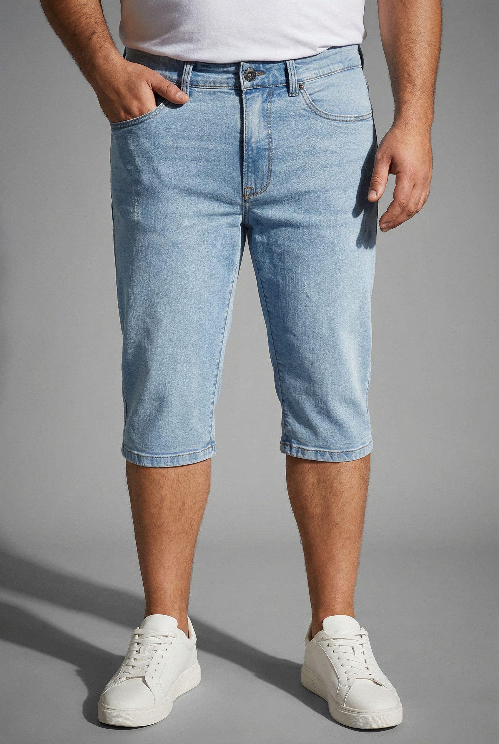 Man's World Plus Jeansbermudas Große Größen gerade geschnittenes Bein, normale Leibhöhe, Regular-Fit