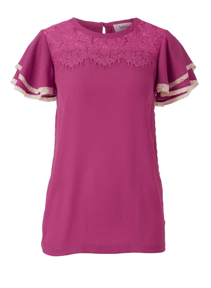 heine Spitzenbluse Heine Damen Bluse mit Spitze, cyclam-ecru