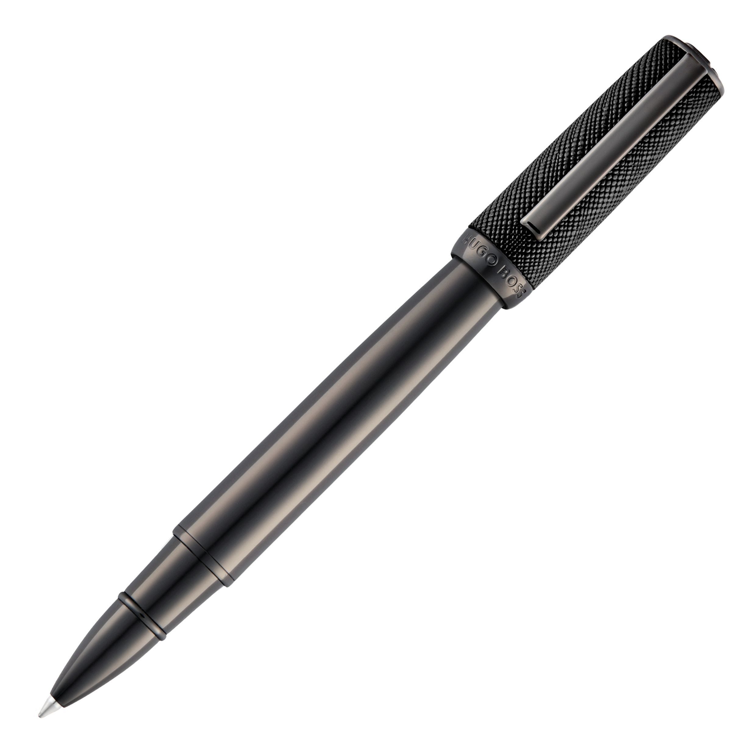 BOSS Чернильные ручки Double B Saffiano Black, HUGO BOSS Rollerball mit Leder-Optik
