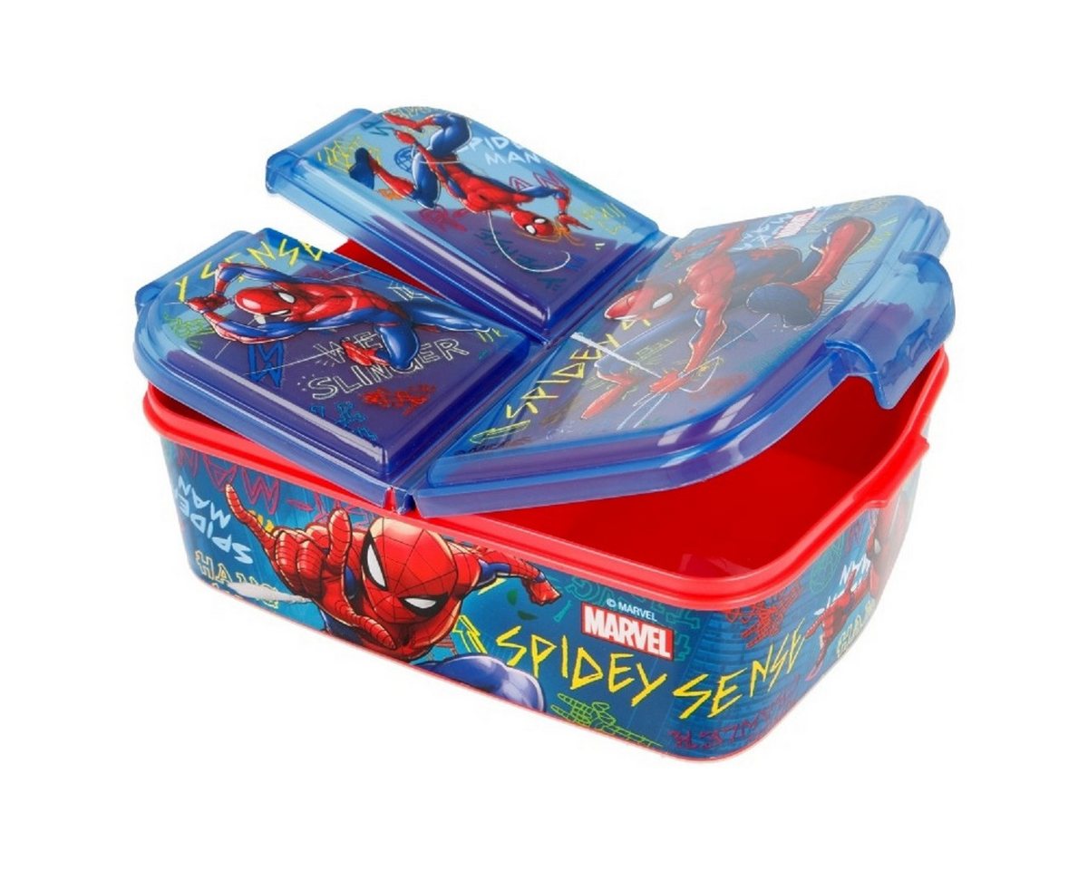 Stor Lunchbox Spiderman Kinder Brotdose – Lunchbox mit 3 Fächern & tollem Design, (Einteilig), Brotzeitdose