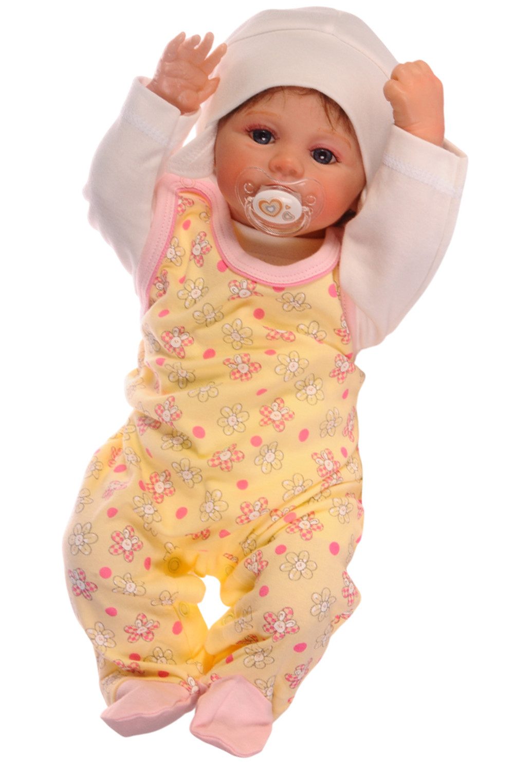 Strampler Baby Anzug Strampler in Gelb Langarmshirt Mütze Set