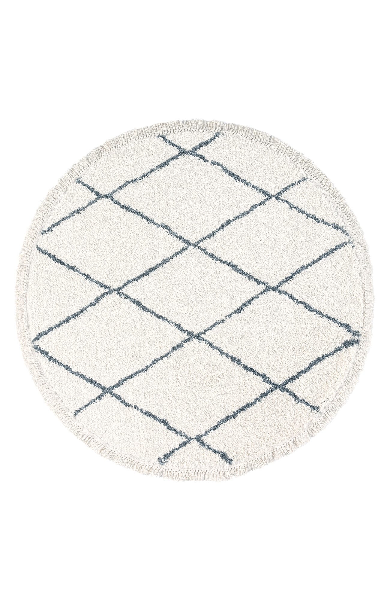 Tesso Living Hochflor-Teppich BLAKE Shaggy Teppich Wohnzimmer Rauten Design, rund, Höhe: 30 mm, Langflor, skandinavisches Design, gemütlich strapazierfähig, langlebig
