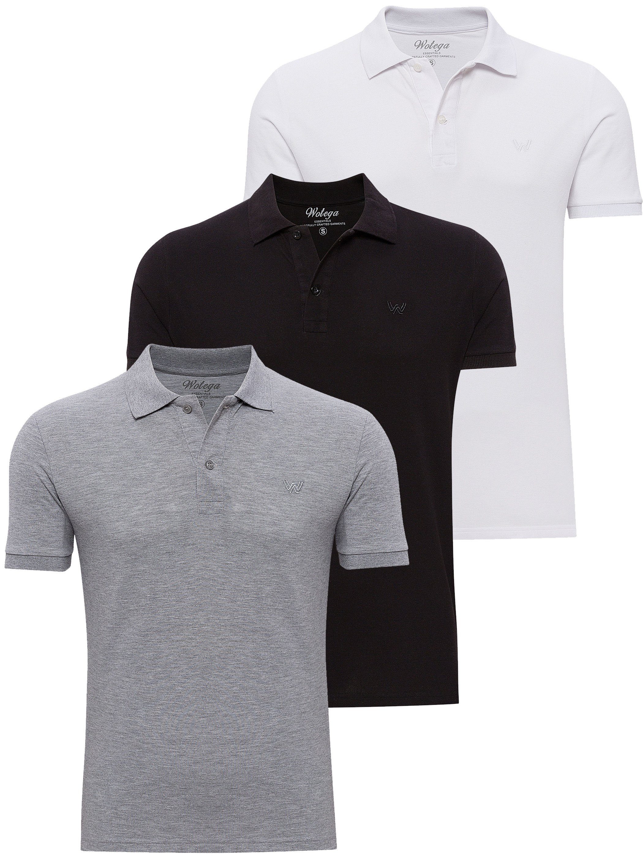 WOTEGA Poloshirt Nova Polo Shirt 3-Pack (Set, 3er-Pack) Bunt (black-white-grey mix1)