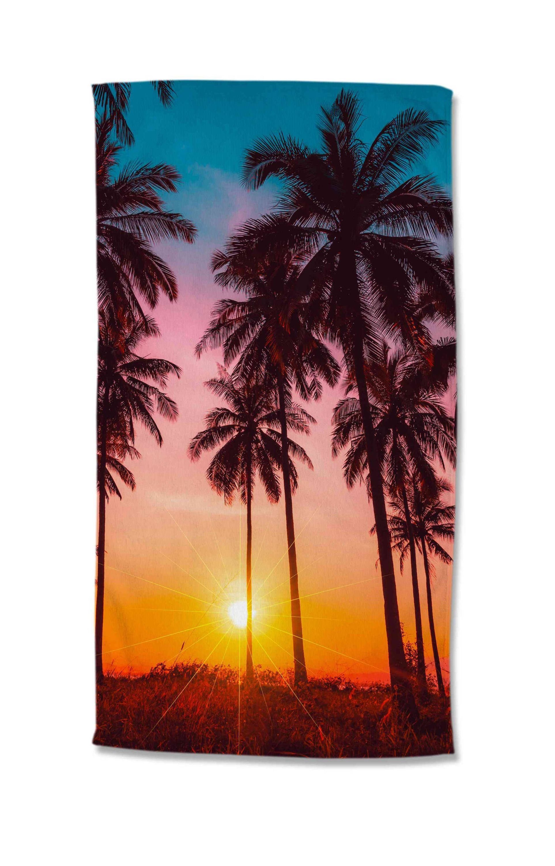 Vorderseite Sonnenuntergang Strandtuch Motiv: und weiße GMD Living Rückseite der BORA, Palmen BORA auf