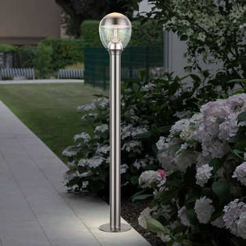 etc-shop LED Außen-Stehlampe, LED-Leuchtmittel fest verbaut, Warmweiß, Außenleuchte Stehlampe Standleuchte Garten Edelstahl Sockelleuchte