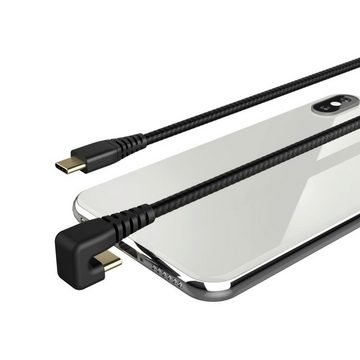 Hama Gamer USB-C Lade-Kabel Daten-Kabel 1,5m Tablet-Kabel, USB-C, Kein (150 cm), Winkel, Nylon-Mantel, vergoldete, Schnell-Ladung, für Handy Tablet PC