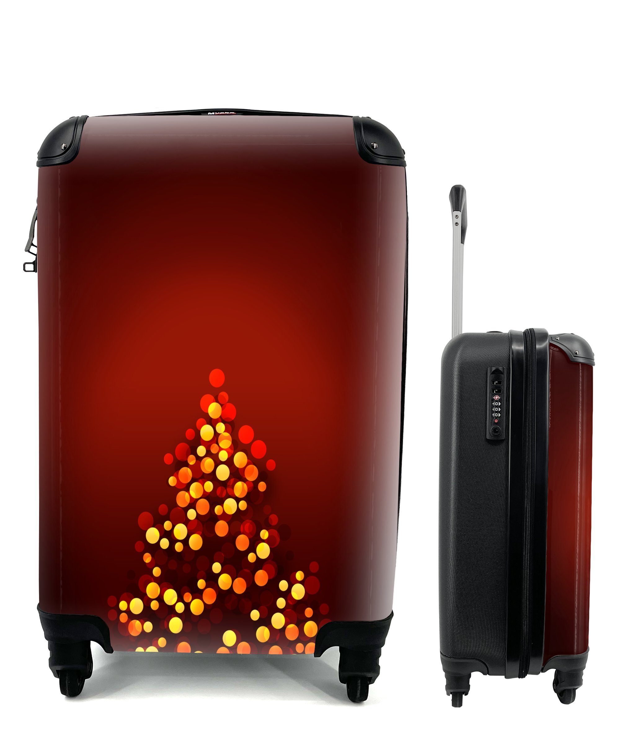 MuchoWow Handgepäckkoffer Abstrakter Weihnachtsbaum aus Lichtern, 4 Rollen, Reisetasche mit rollen, Handgepäck für Ferien, Trolley, Reisekoffer