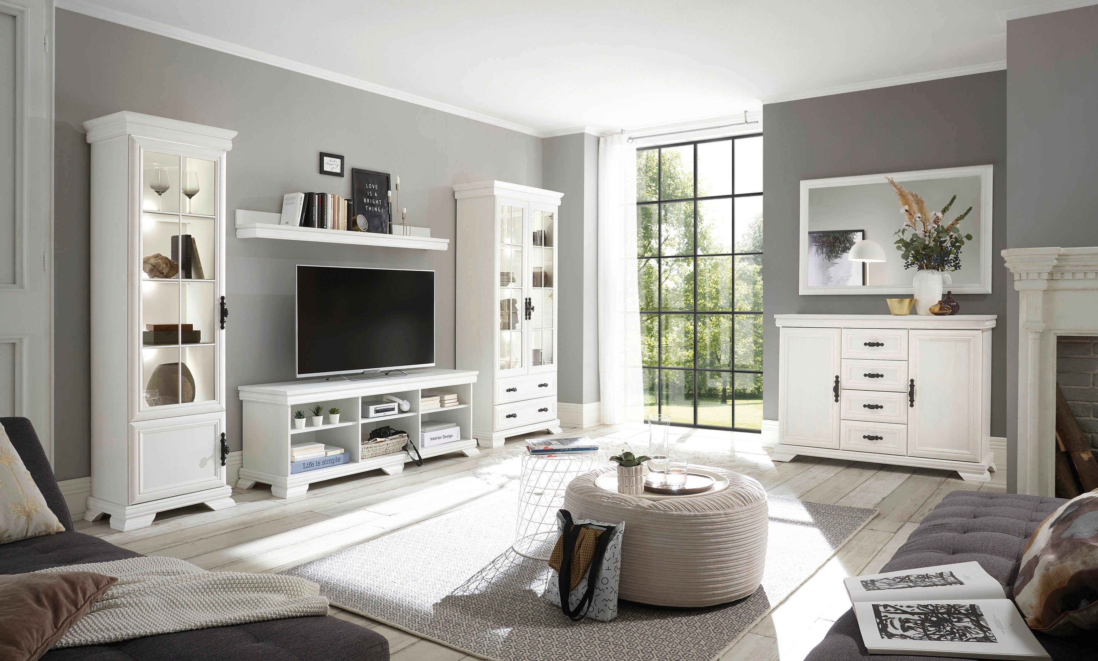 OTTO home Wohnwand Royal, (4-St), Bestehend aus 2 Vitrinen, 1 Lowboard und 1 Wandregal