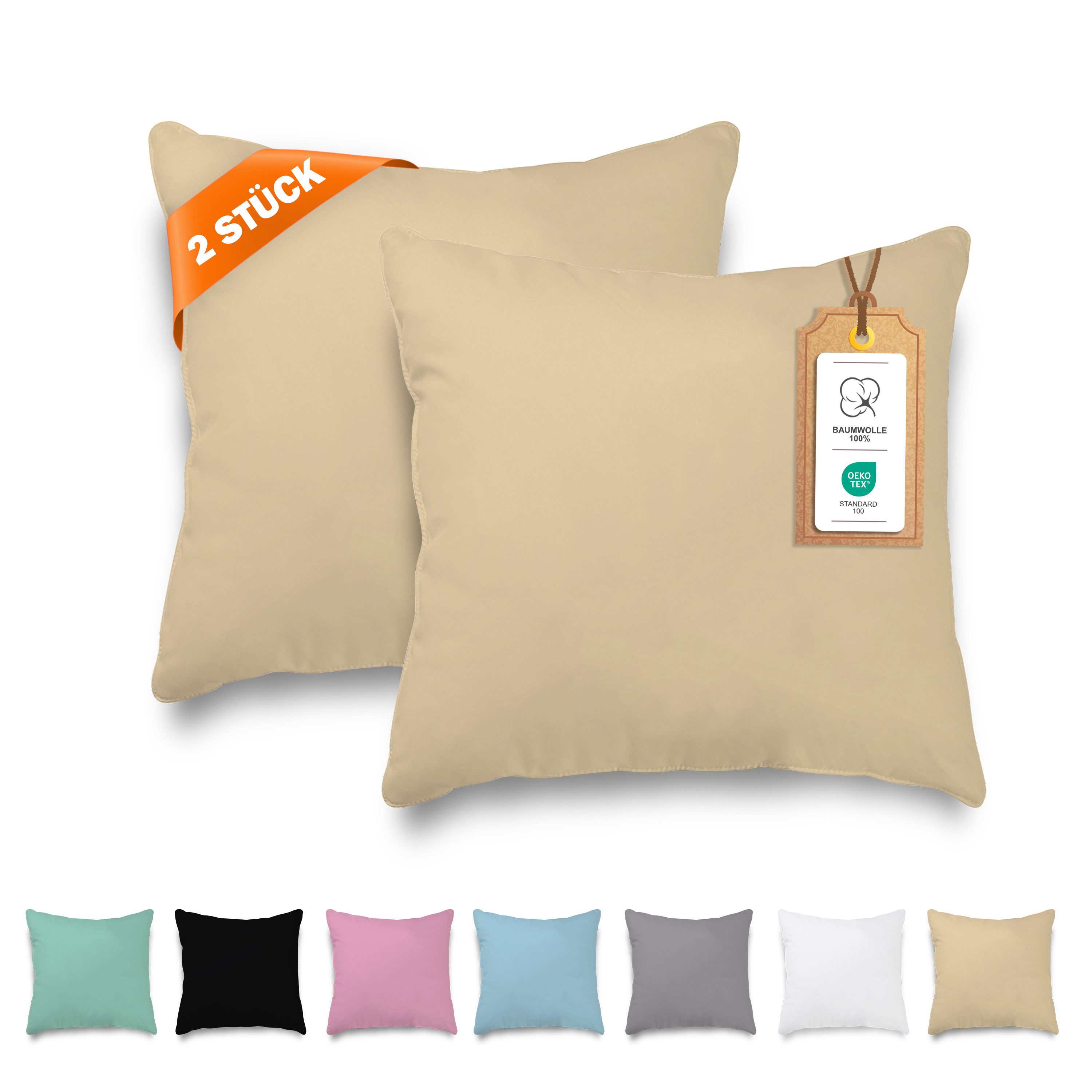 Veluna Home Kissenbezüge 100% Baumwolle(2er-Set) Renforcé Kissenbezug mit R günstig online kaufen